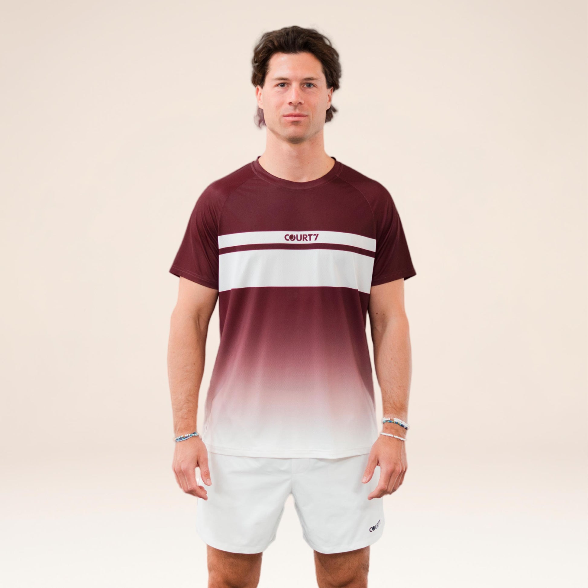 COURT7 Performance Gradient Stripe T-shirt Heren - rood