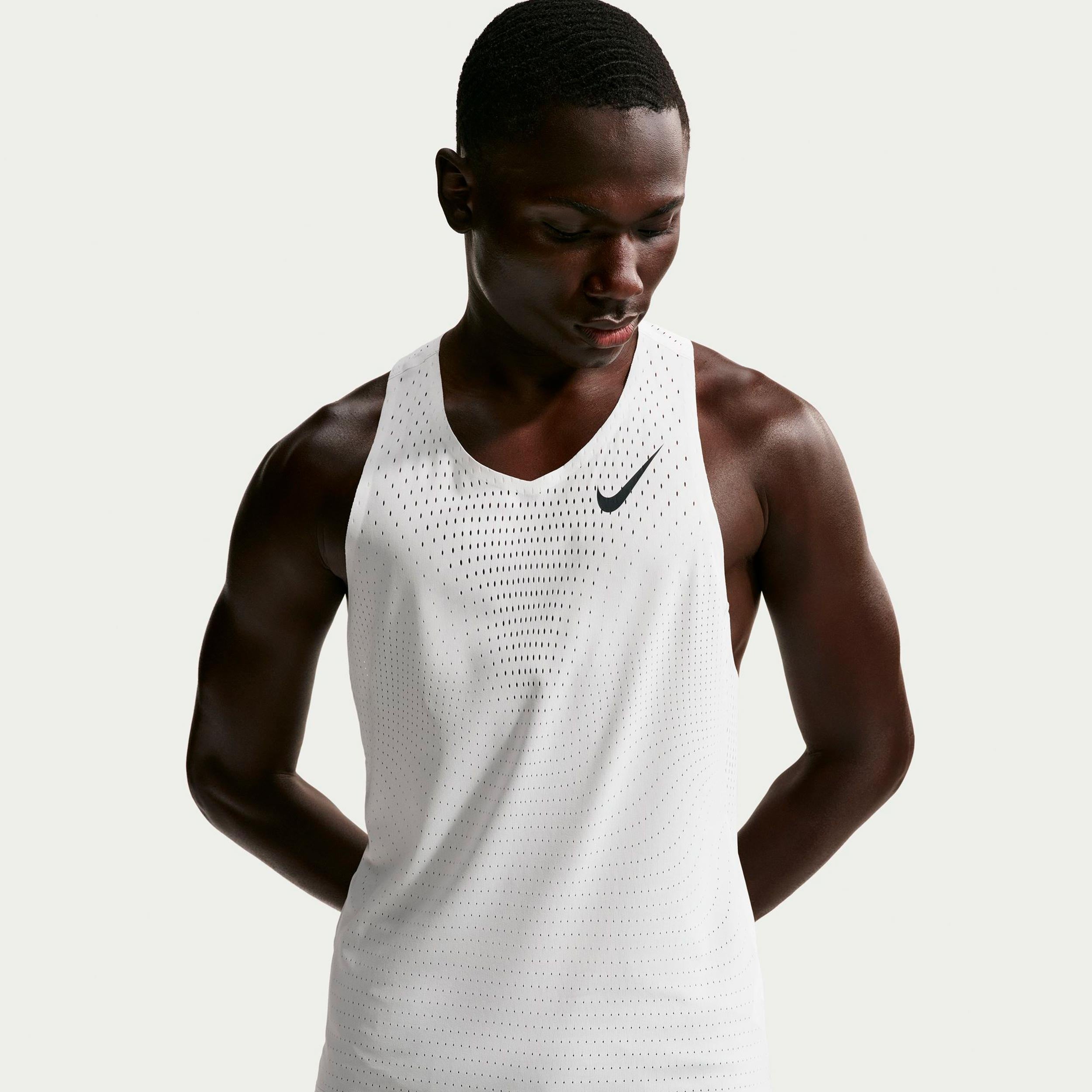 Nike AeroSwift Hardloopshirt Heren - wit, zwart