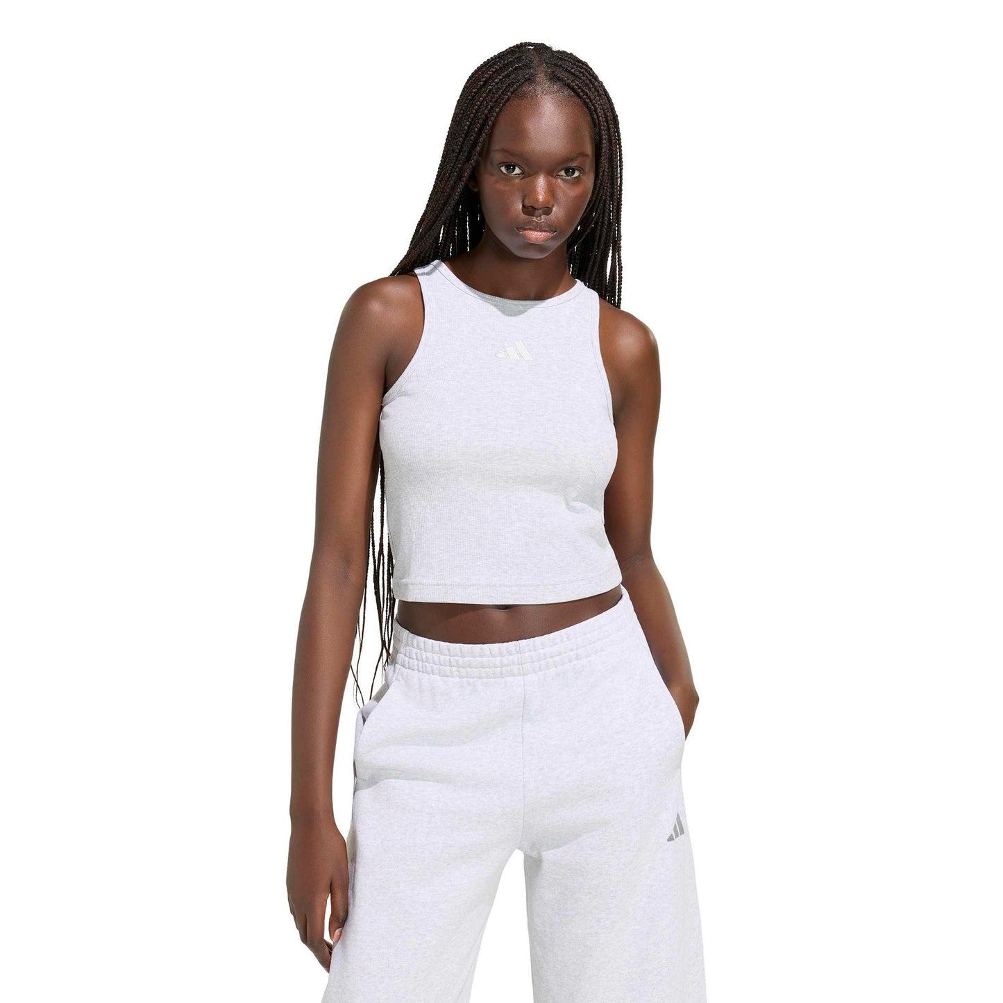 adidas Ribbed Tanktop Dames - lichtgrijs