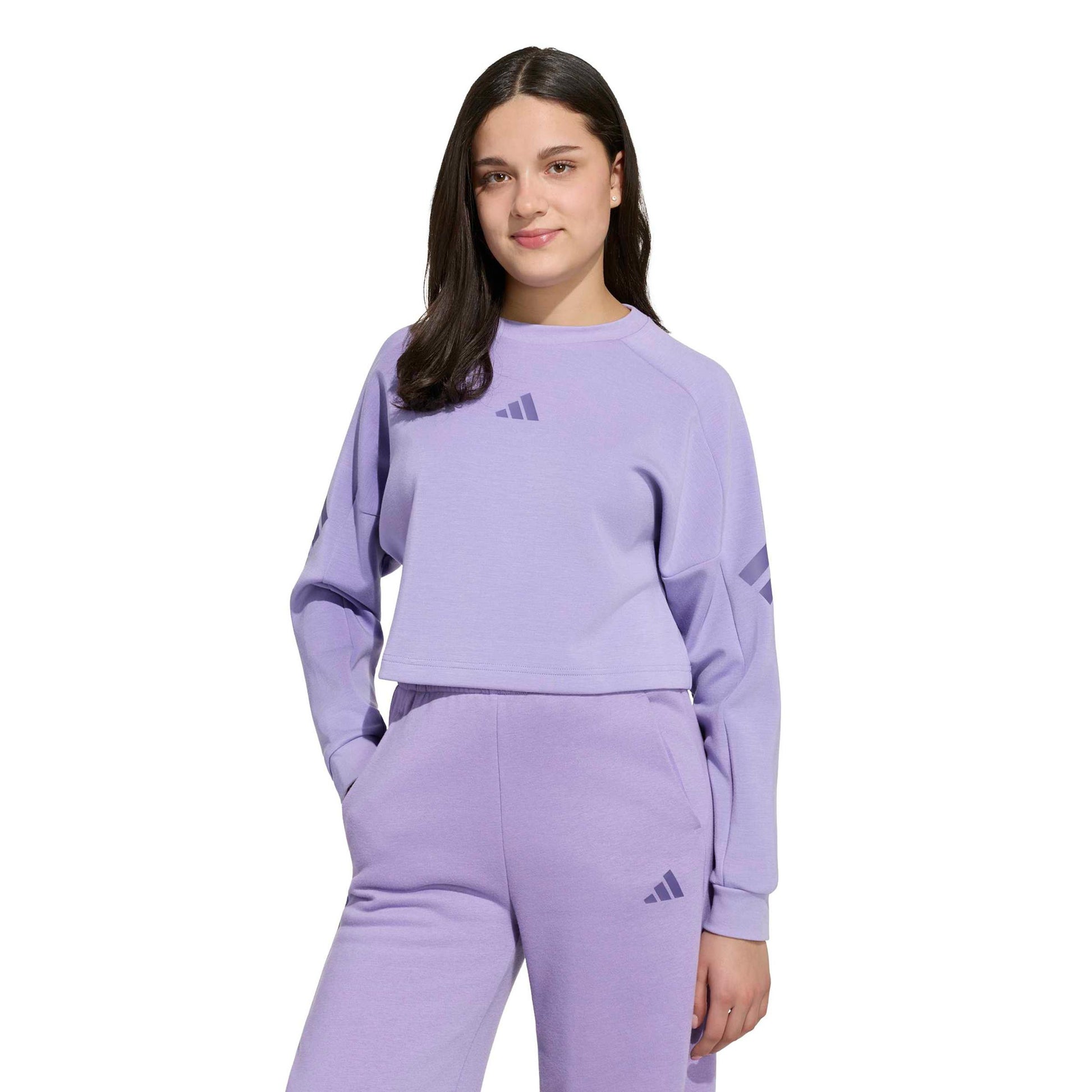 adidas 3Stripes Crew Crop Sweatshirt Kinderen - mauve