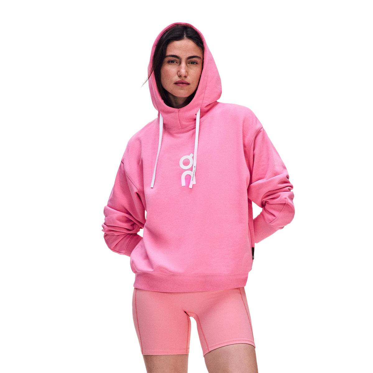 On Club Sweater met capuchon Dames - roze, wit