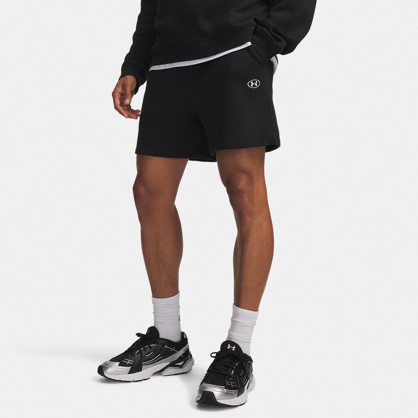 Under Armour Rival Fleece  Shorts Heren - zwart, wit
