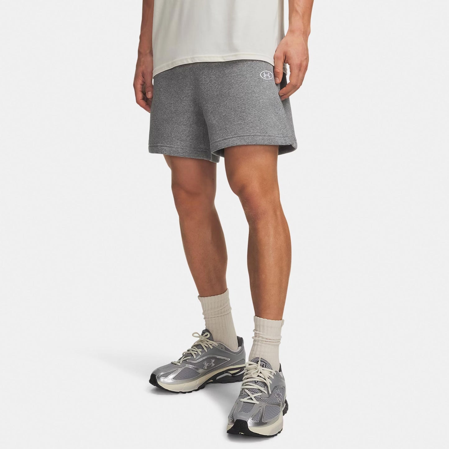 Under Armour Rival Fleece  Shorts Heren - grijs, wit