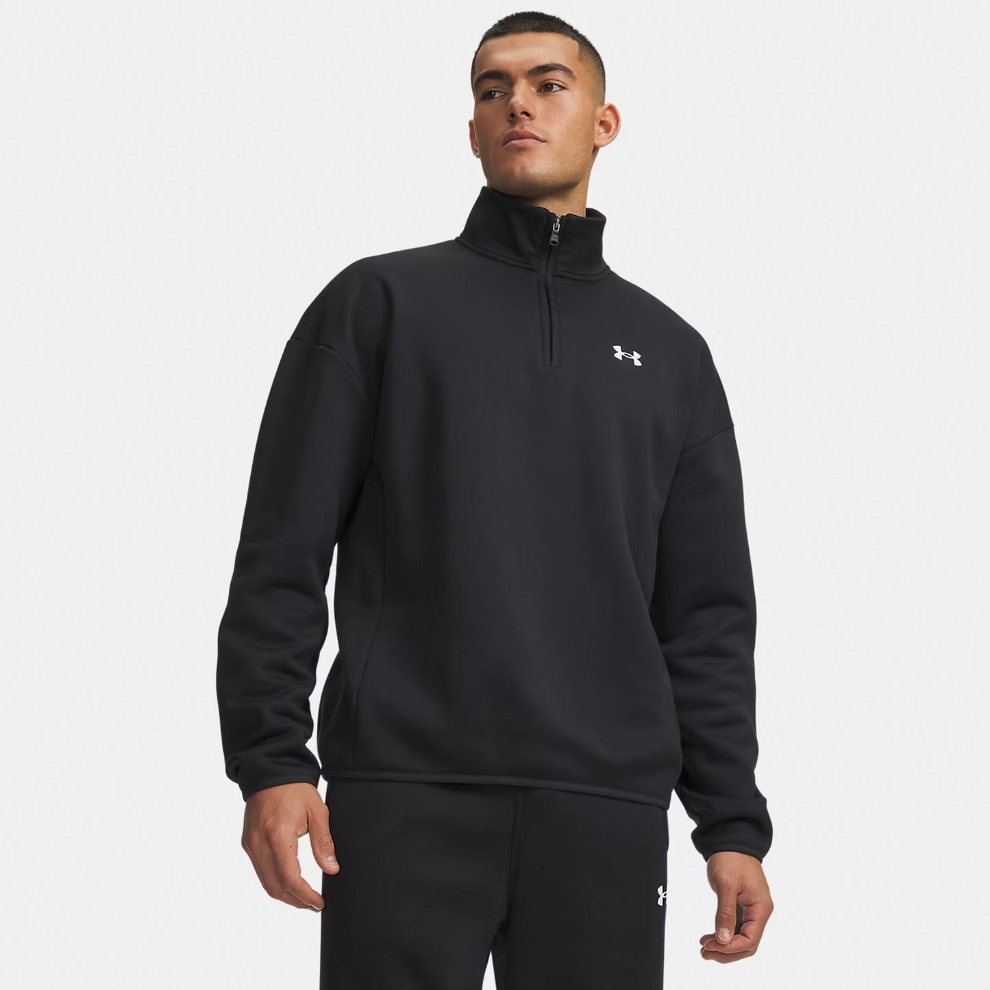 Under Armour Armour Fleece 1/4 Zip Longsleeve Heren - zwart, wit