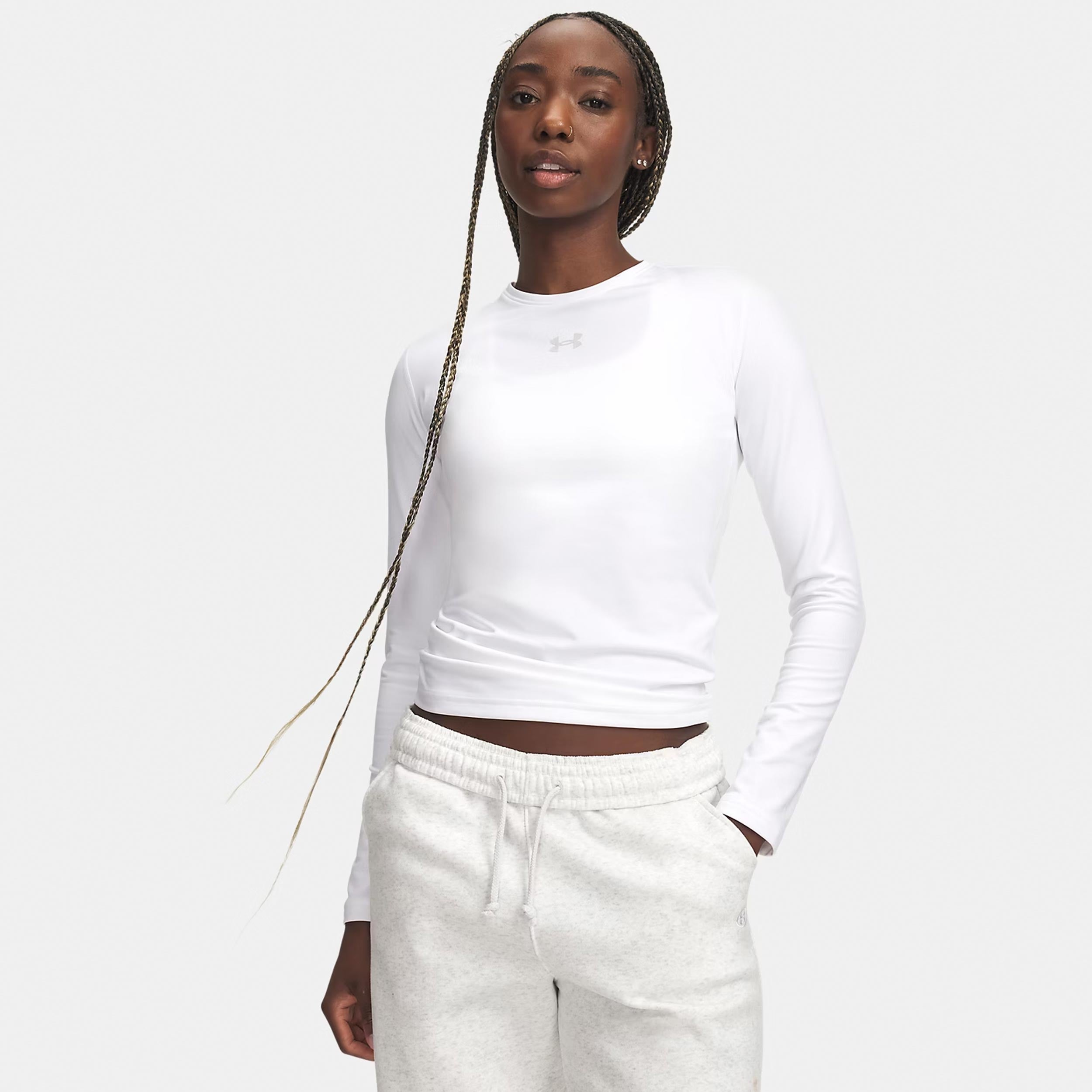 Under Armour ColdGear Crew Longsleeve Dames - wit, lichtgrijs