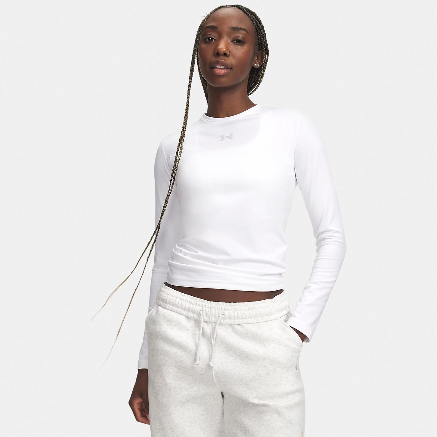 Under Armour ColdGear Crew Longsleeve Dames - wit, lichtgrijs