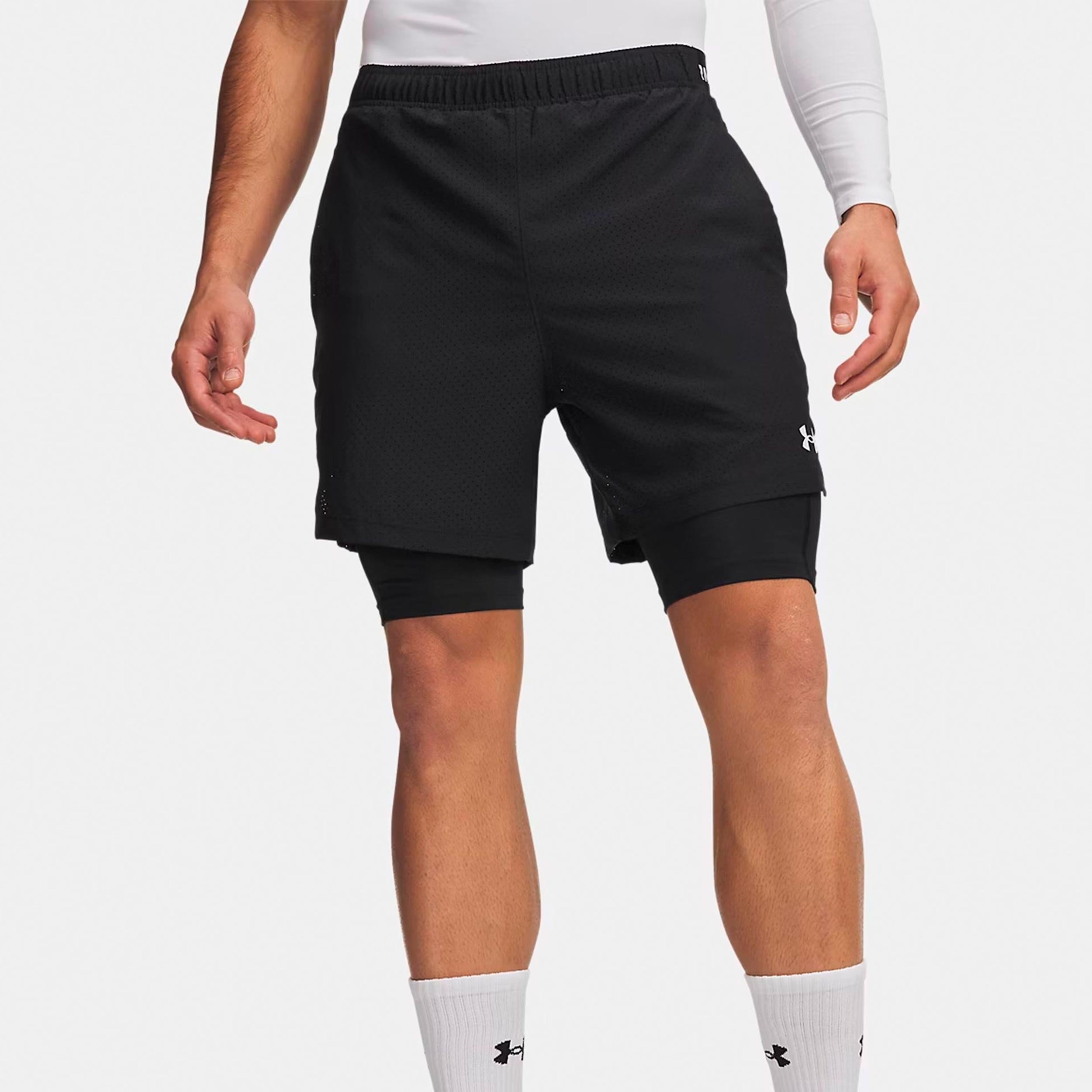 Under Armour Vanish Woven 2.0 2n1 Shorts Heren - zwart, wit
