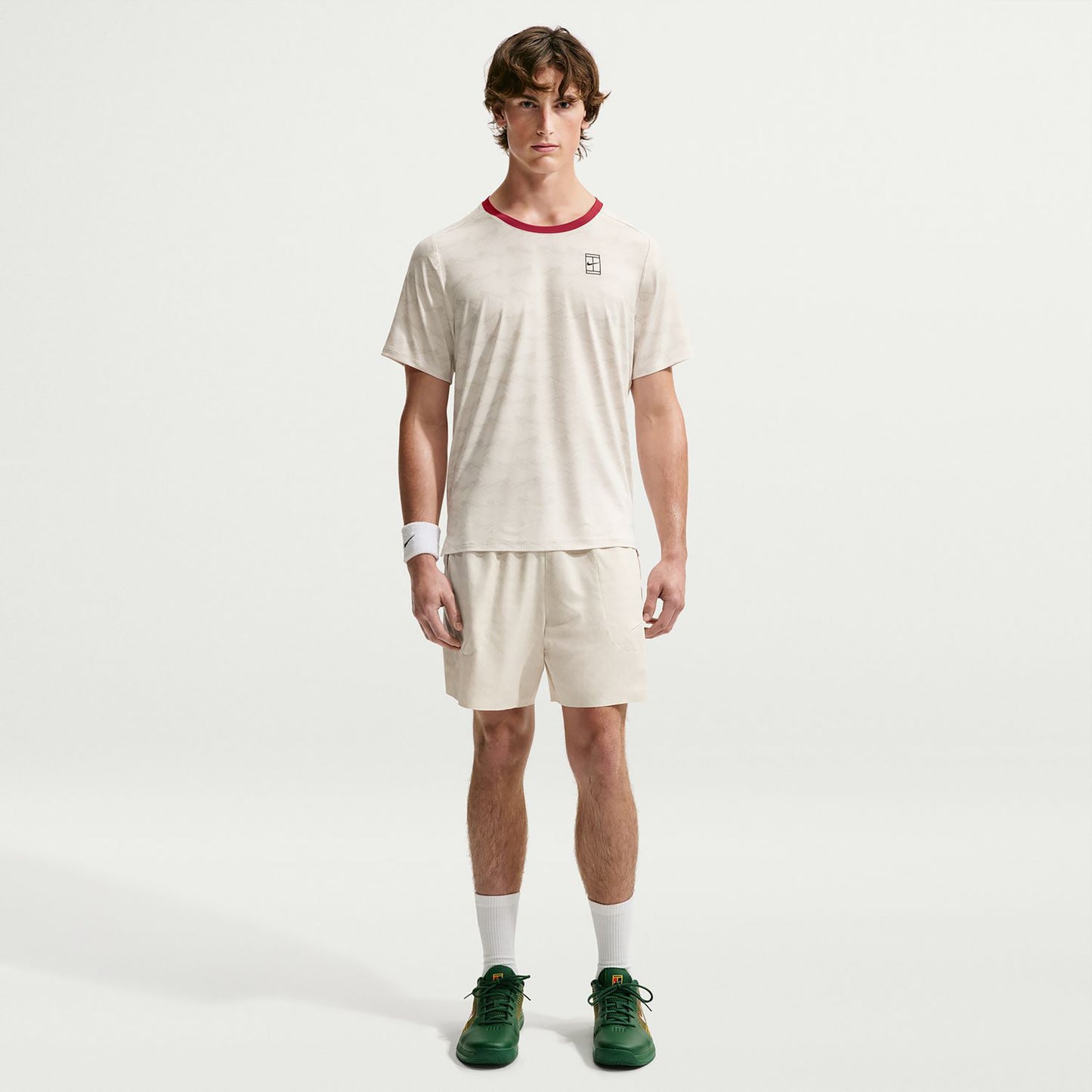 Nike Court Advantage T-shirt Heren - crème, rood