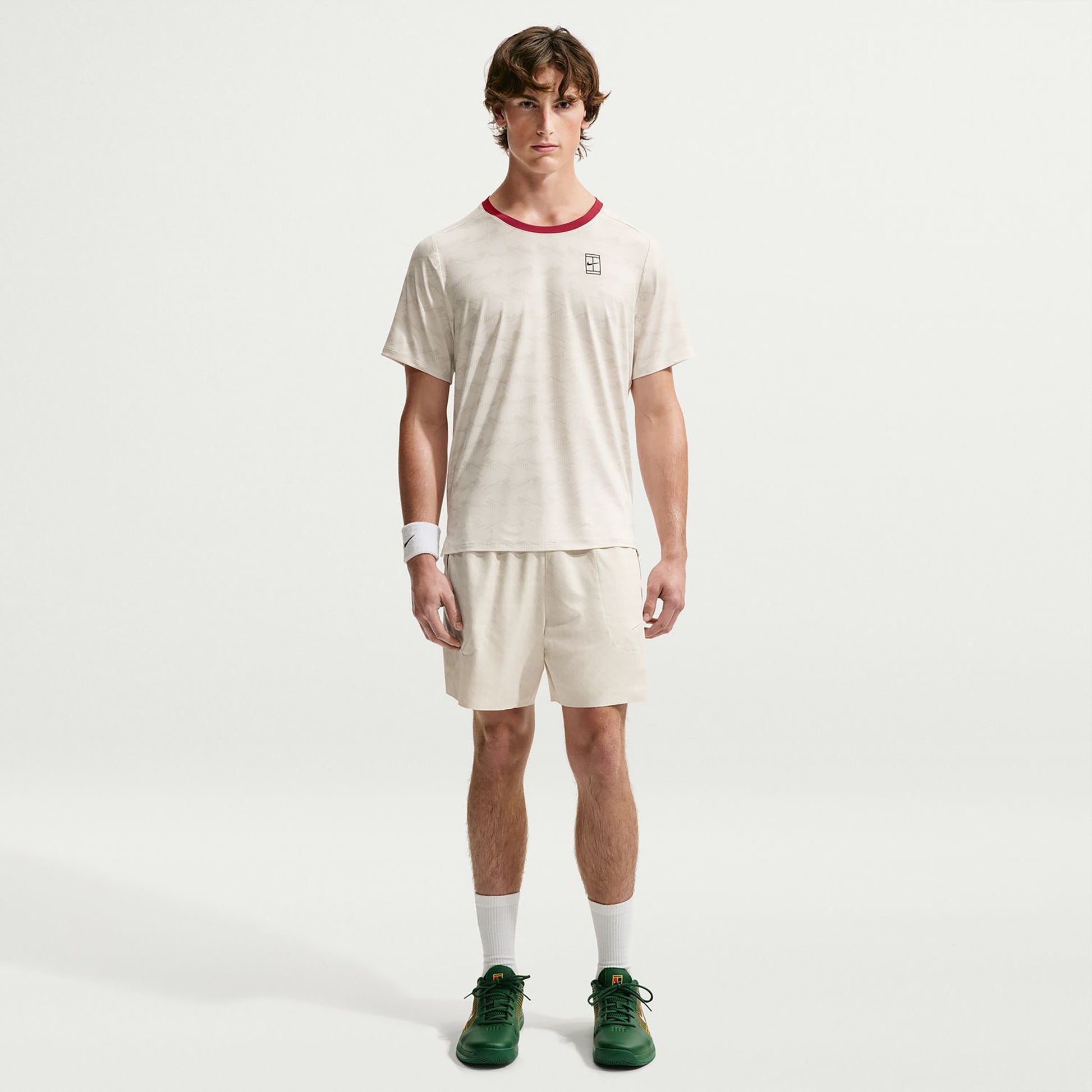 Nike Court Advantage T-shirt Heren - crème, rood