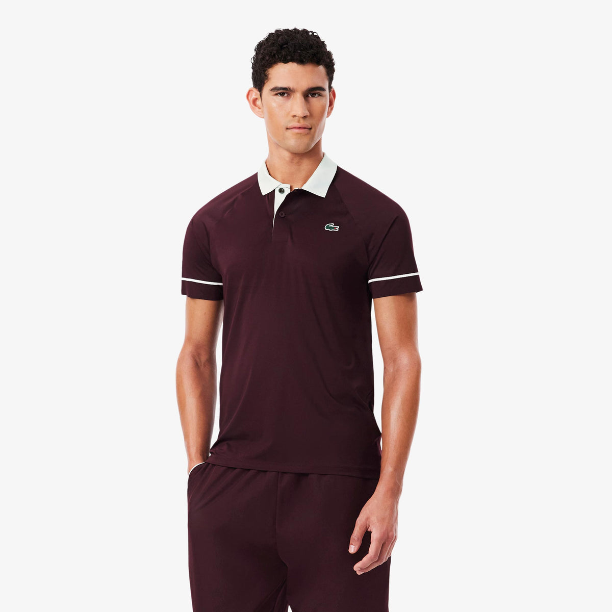 Lacoste Polo Heren - wijnrood, wit
