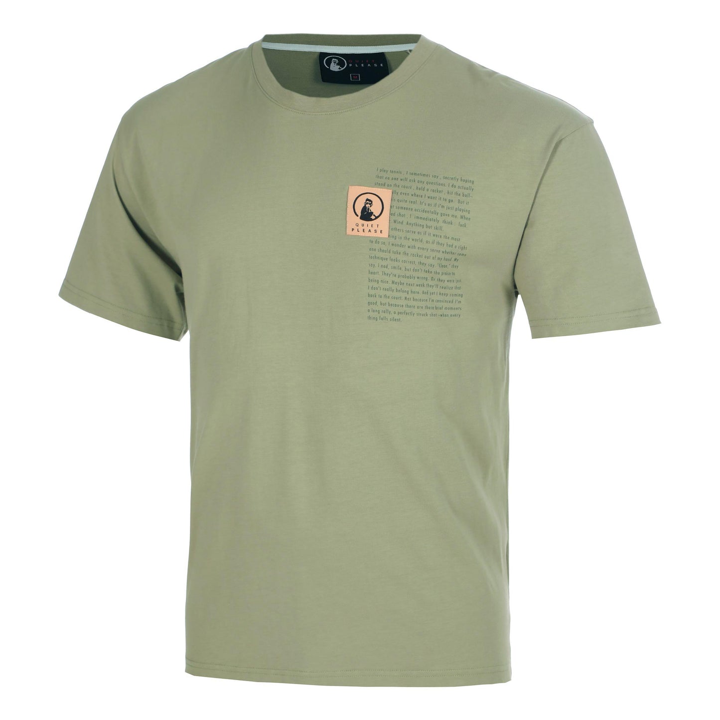 Quiet Please Thoughts Patch Loose Fit T-shirt Heren - kaki