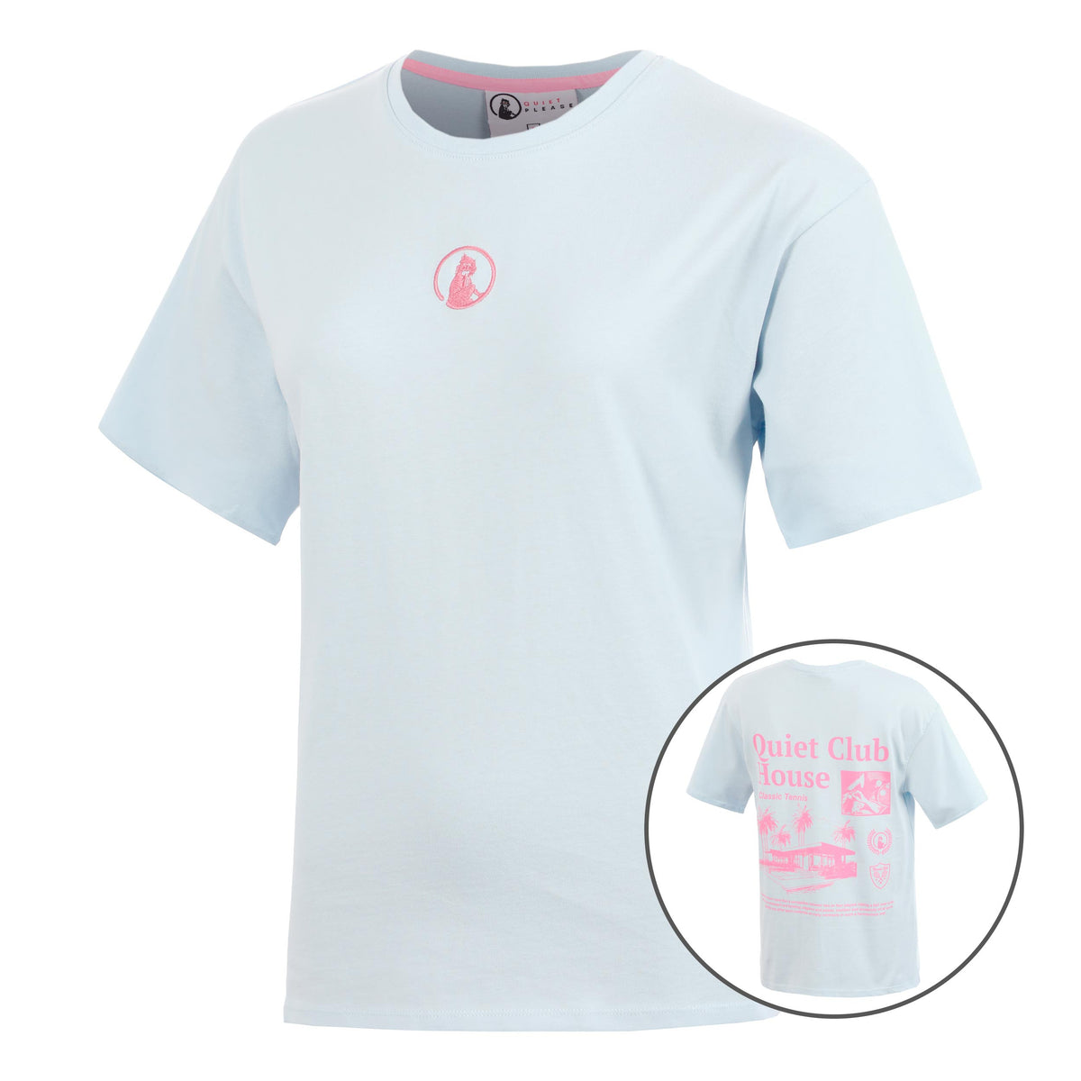 Quiet Please Club House Boyfriend T-shirt Dames - lichtblauw