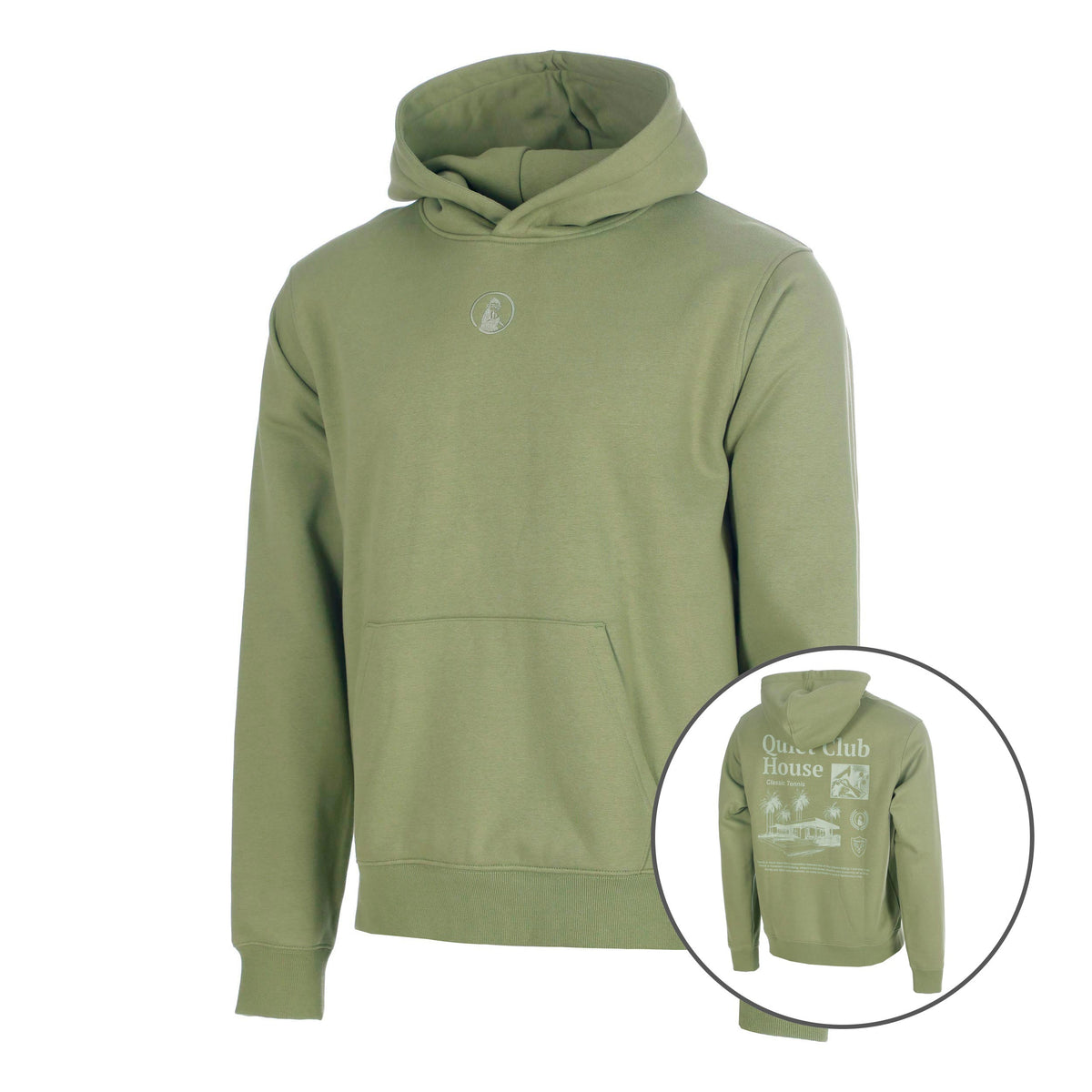 Quiet Please Club House Loose Fit Sweater met capuchon Heren - kaki
