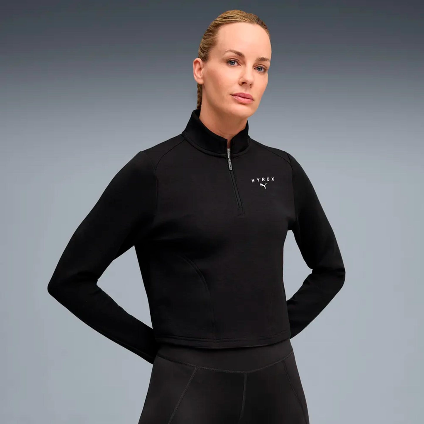 Puma HYROX Cloudspun 1/4 Zip  Hardloopshirt Dames - zwart
