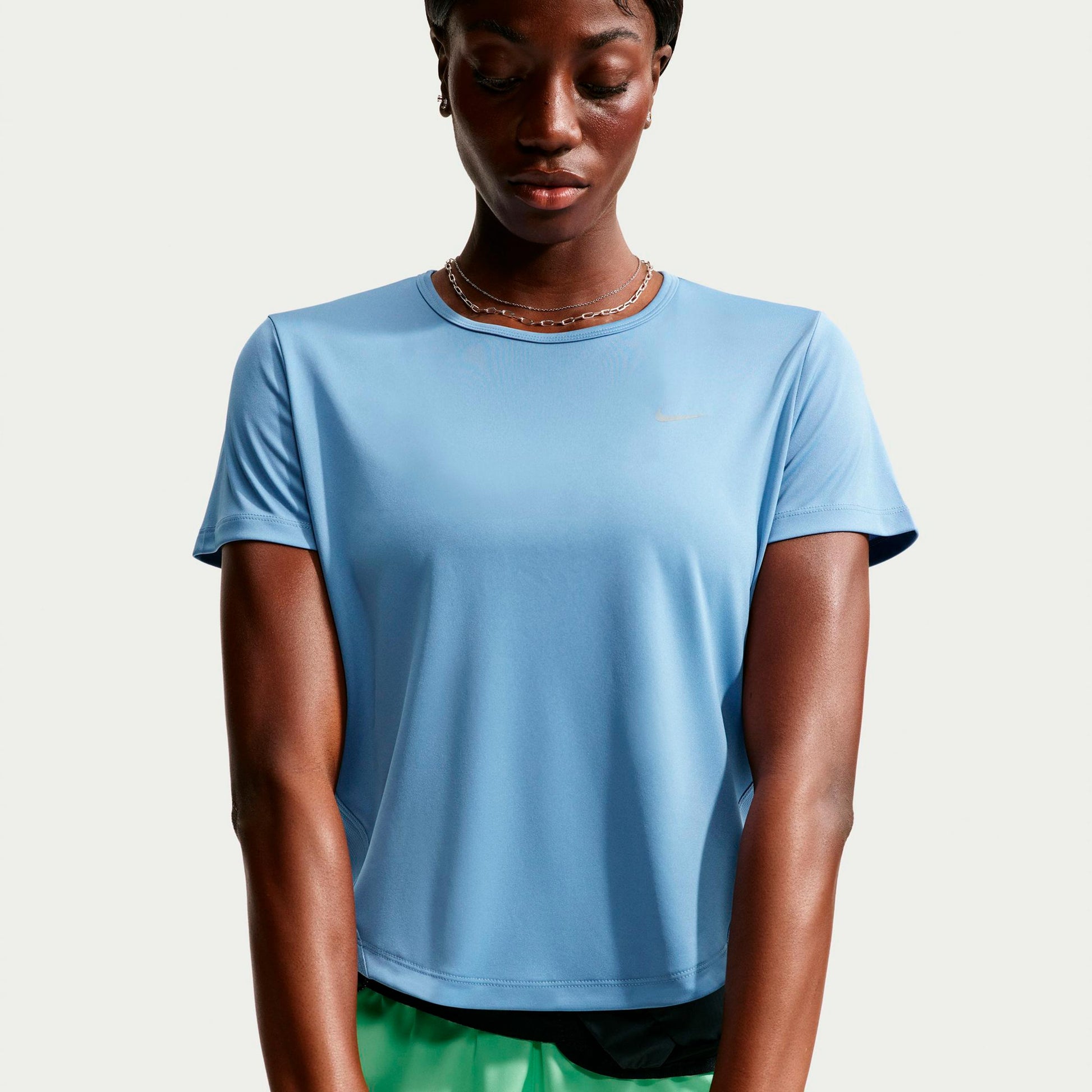 Nike Tempo  Hardloopshirt Dames - blauw, zilver