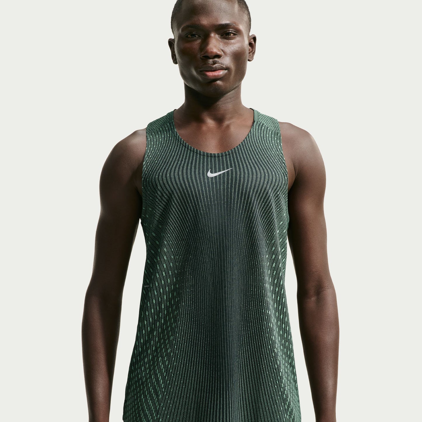 Nike Stride  Hardloopshirt Heren - olijf, zilver