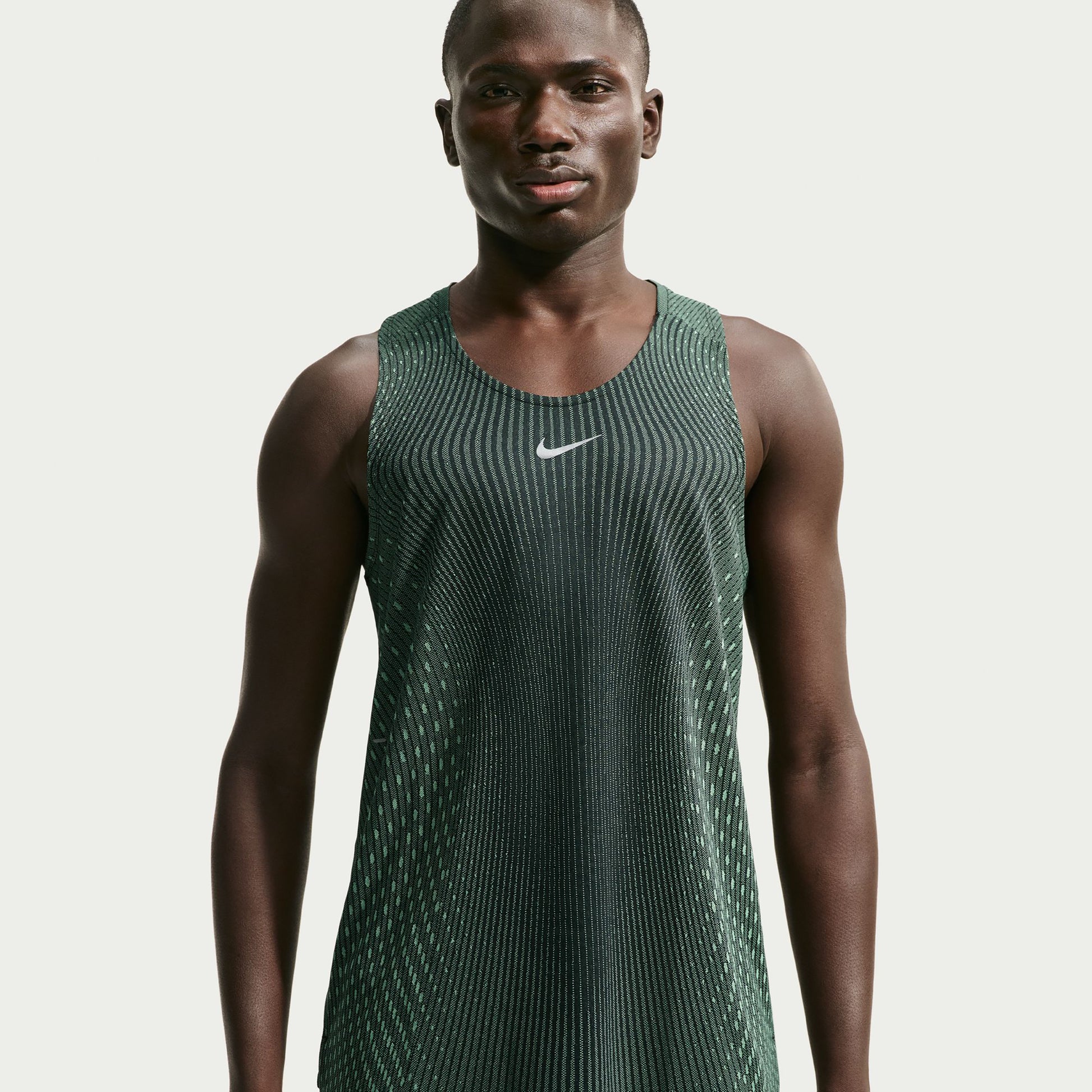 Nike Stride  Hardloopshirt Heren - olijf, zilver