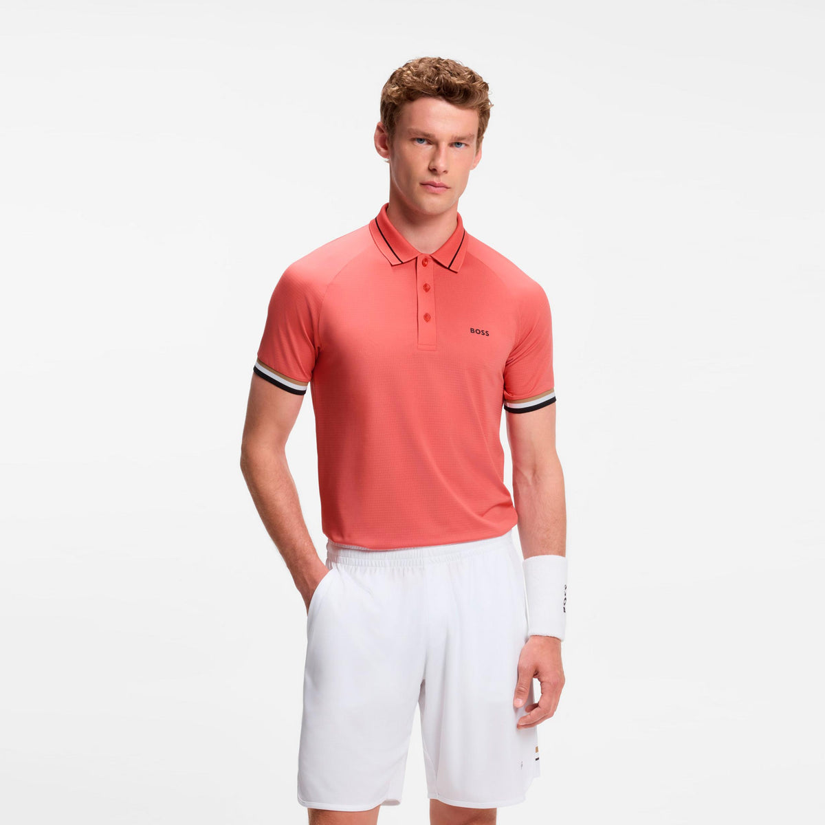 BOSS Court Polo Heren - oud roze