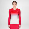 Crew Gradiant Longsleeve Dames-Rood,Wit