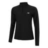 Space Dye Quarter Zip Longsleeve Dames-Zwart
