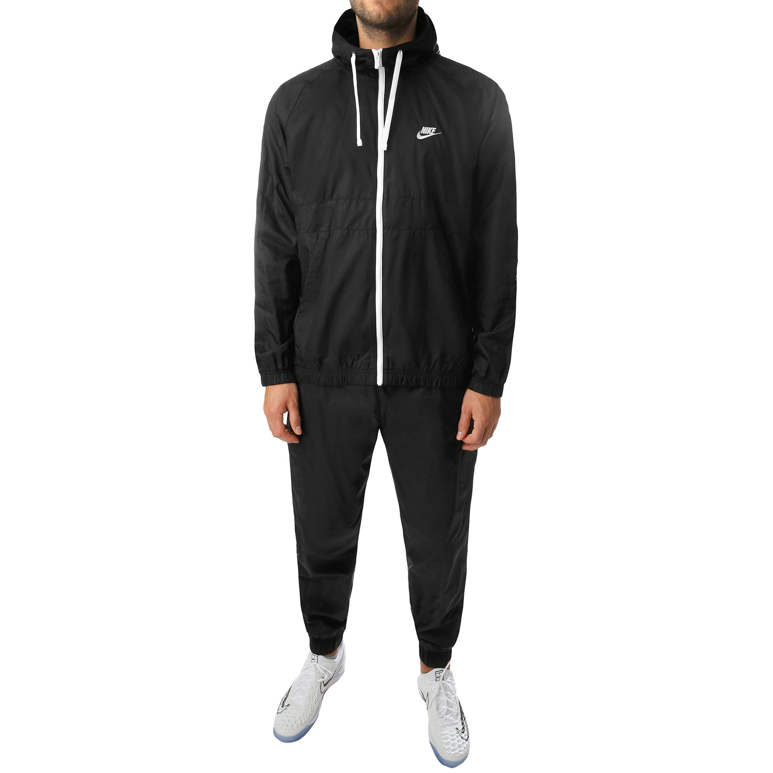 Sportswear Woven Hooded Trainingspak Heren Zwart Wit