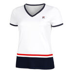 Fila Kleding Fila Elisabeth T-shirt Dames-Wit,Donkerblauw
