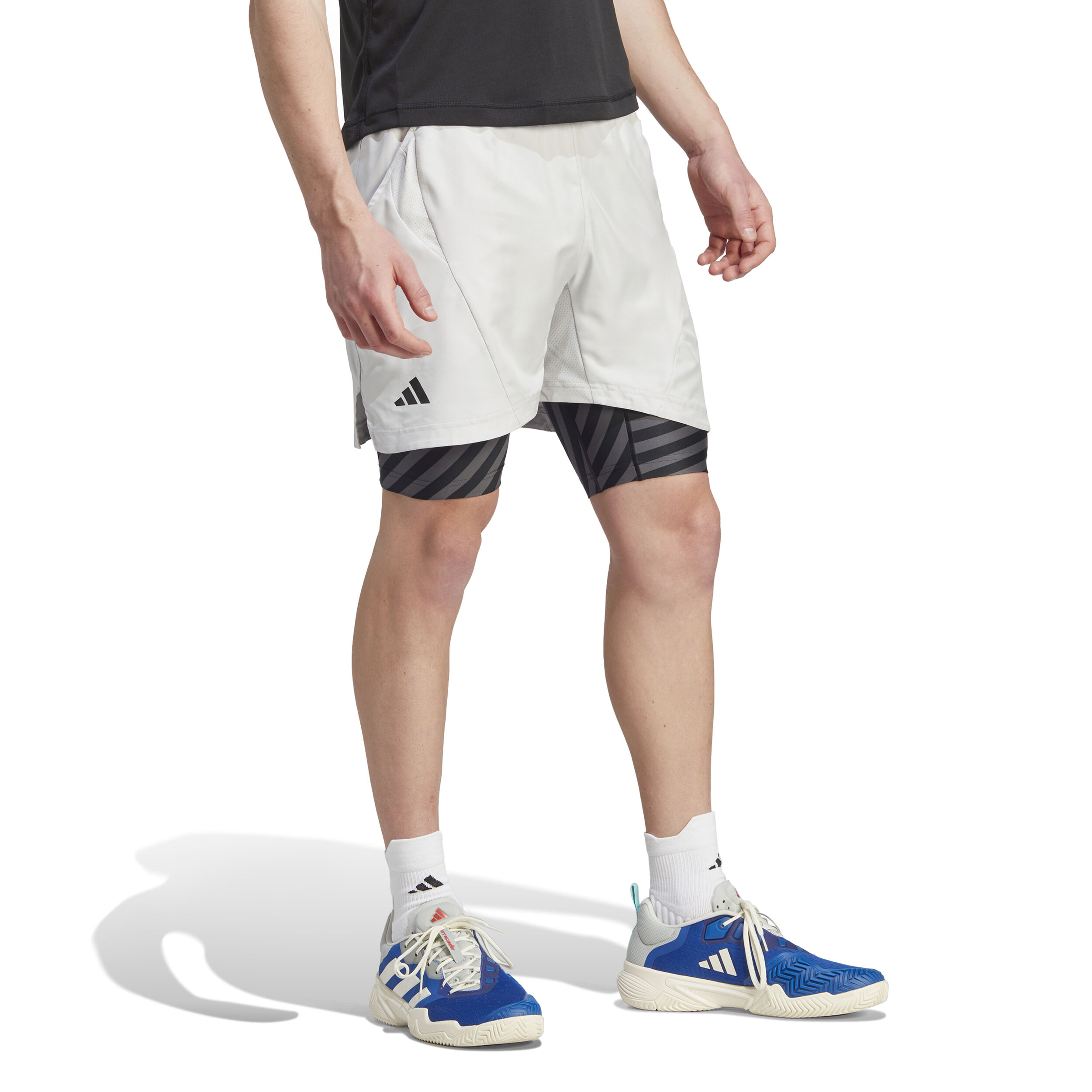 2in1 Pro Shorts Heren Lichtgrijs Zwart