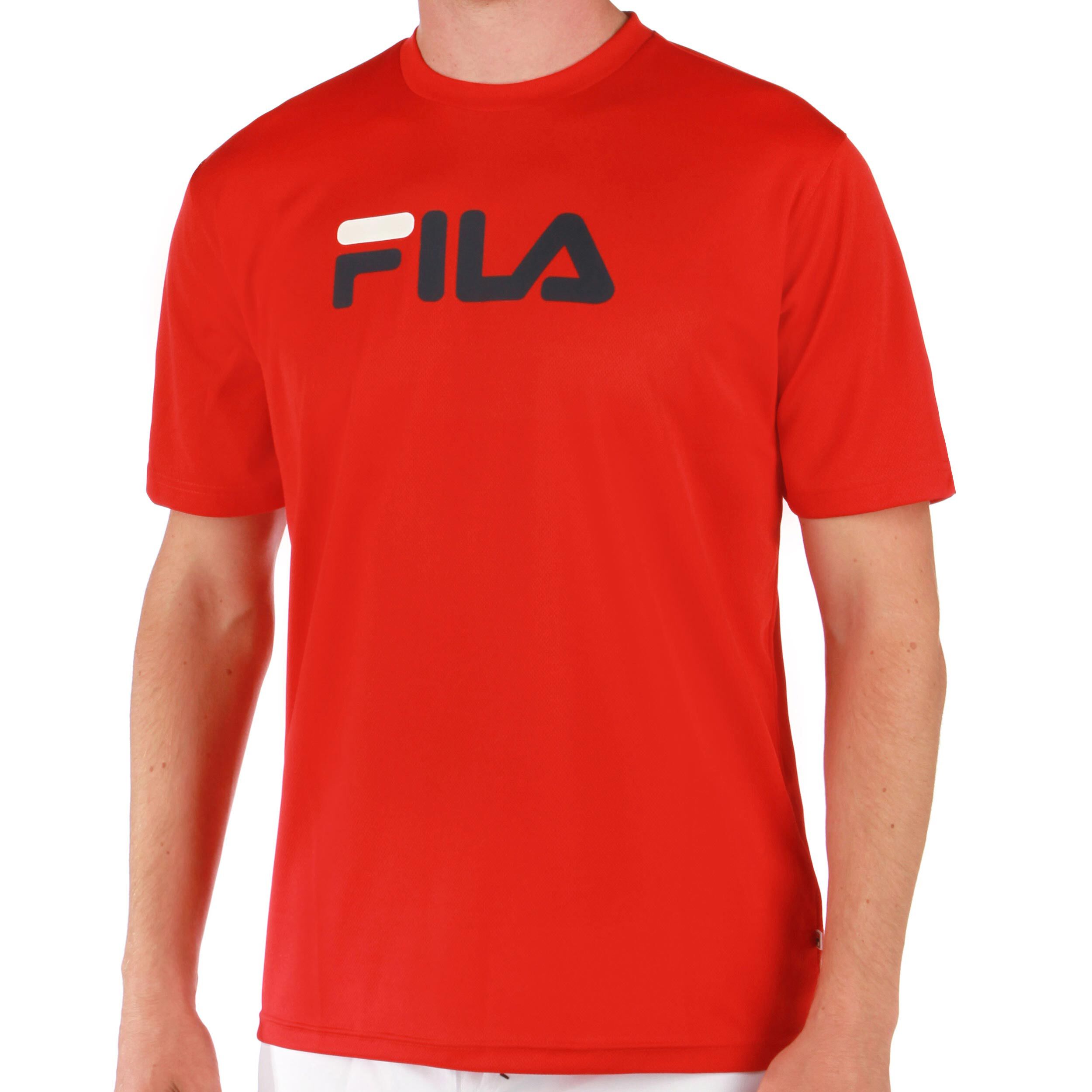 Buy Fila Logo T shirt Heren Rood Zwart online Tennis Point NL