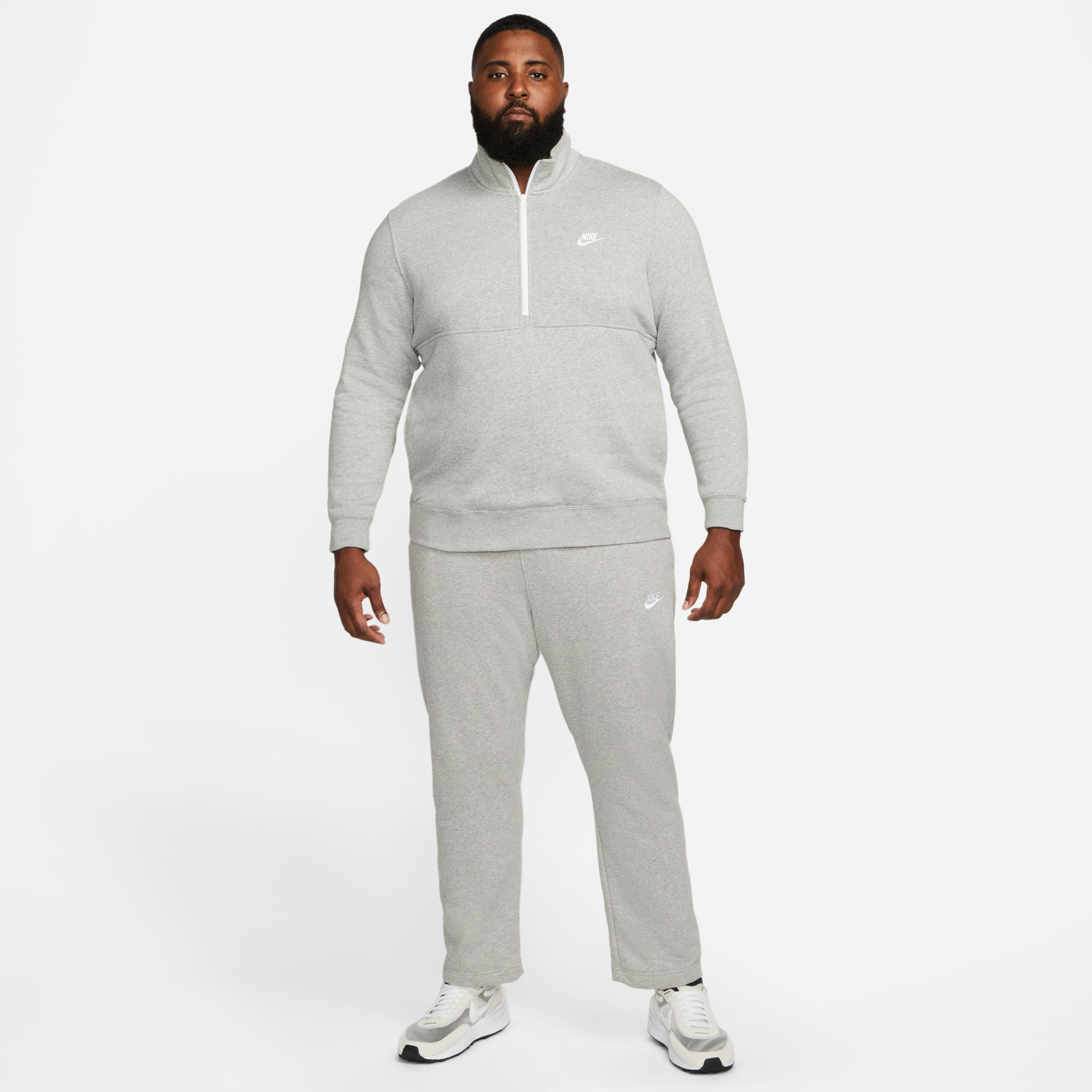 Buy Nike Club Brushed Back Half Zip Sweatshirt Heren Lichtgrijs online Tennis Point NL