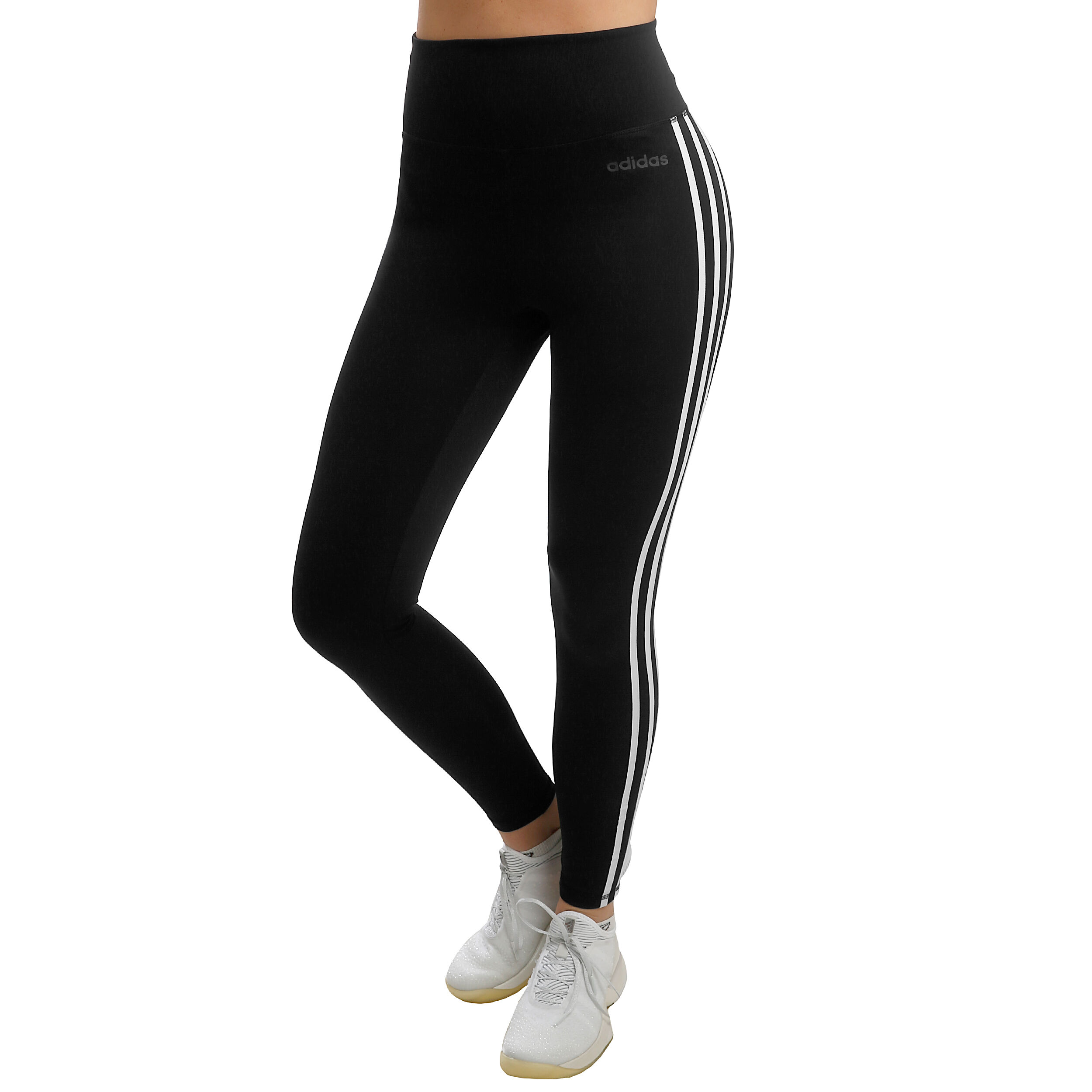 adidas D2M High Rise 3 Stripes Tight Dames Zwart, Wit adidas D2M High Rise 3 Stripes Tight Dames Zwart, Wit
