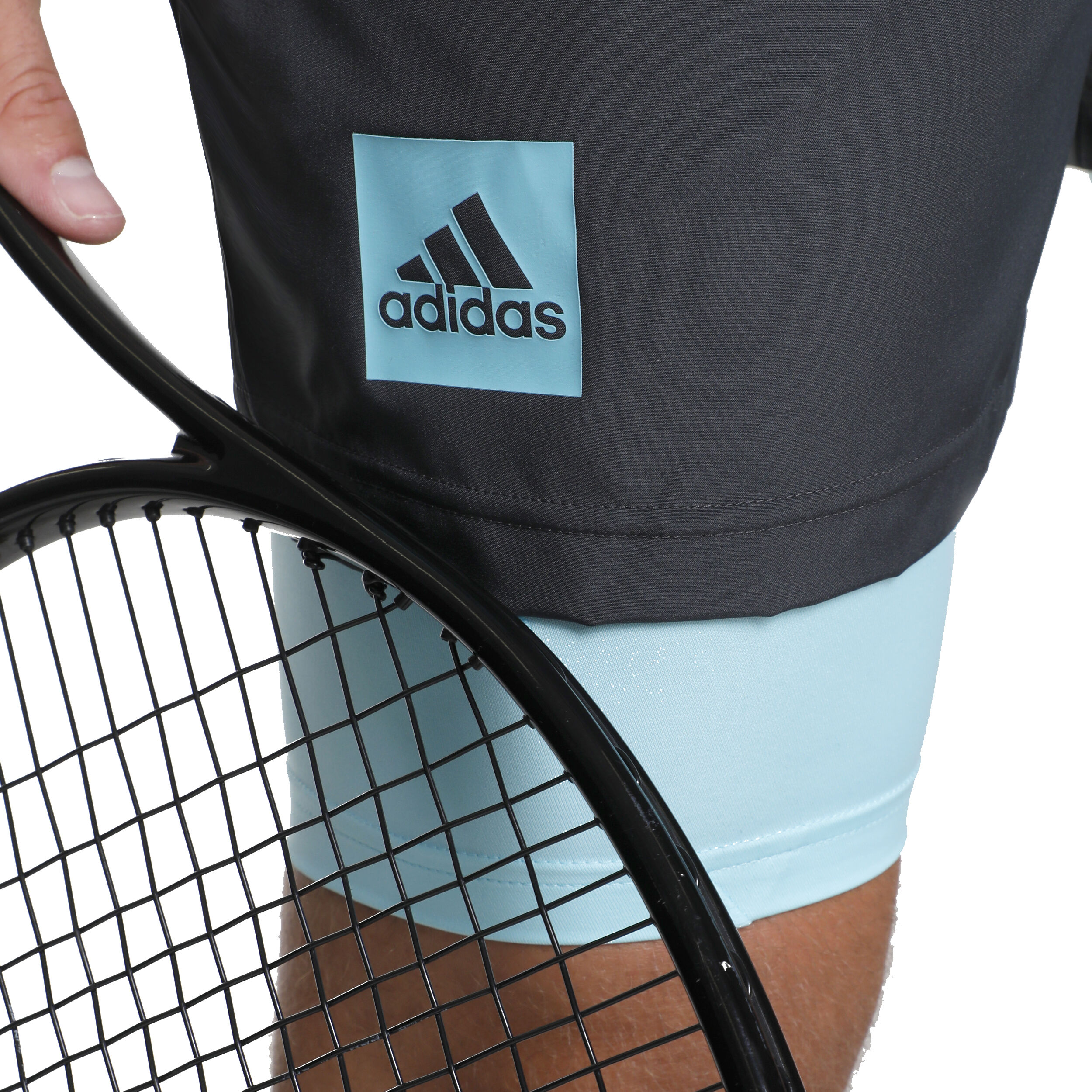 Paris 2in1 Shorts Heren Donkergrijs Turkoois