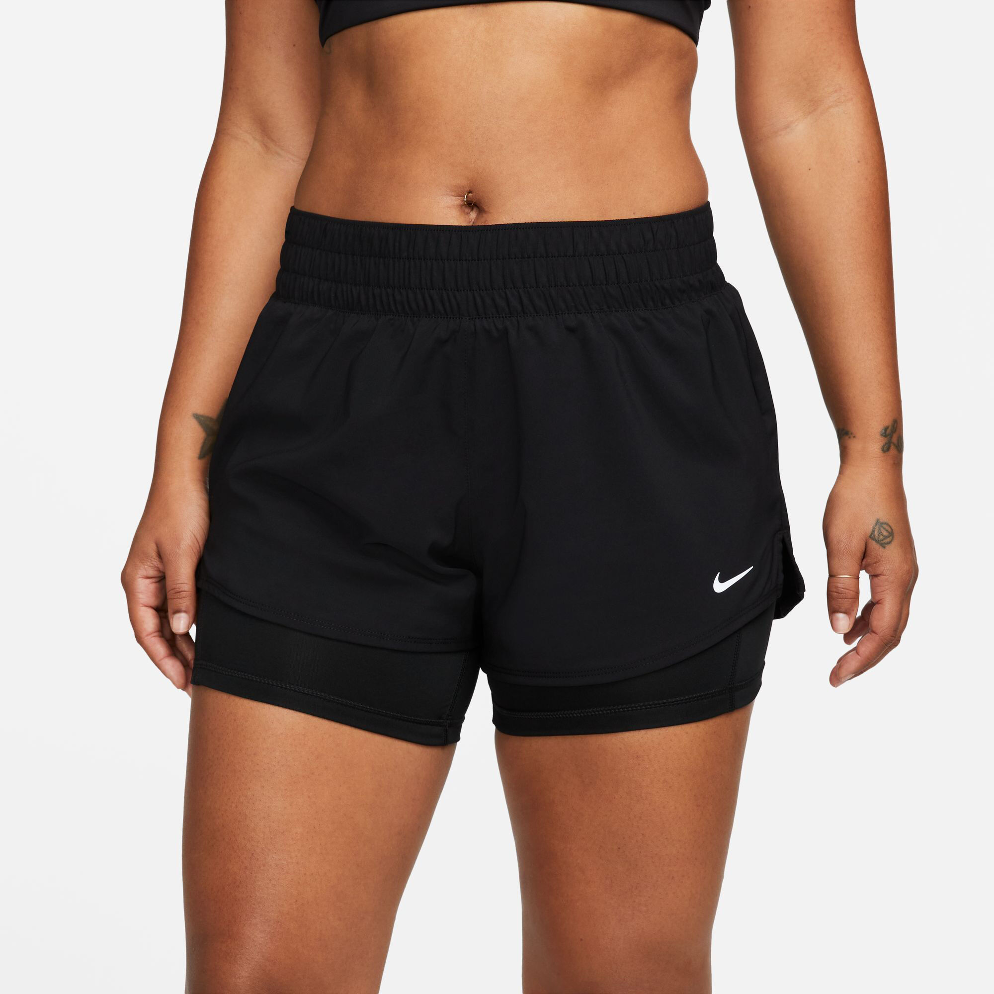 Dri Fit One MR 2in1 Shorts Dames Zwart