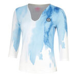 BIDI BADU Kleding BIDI BADU Watercolour V-Neck Longsleeve Dames-Wit,Blauw