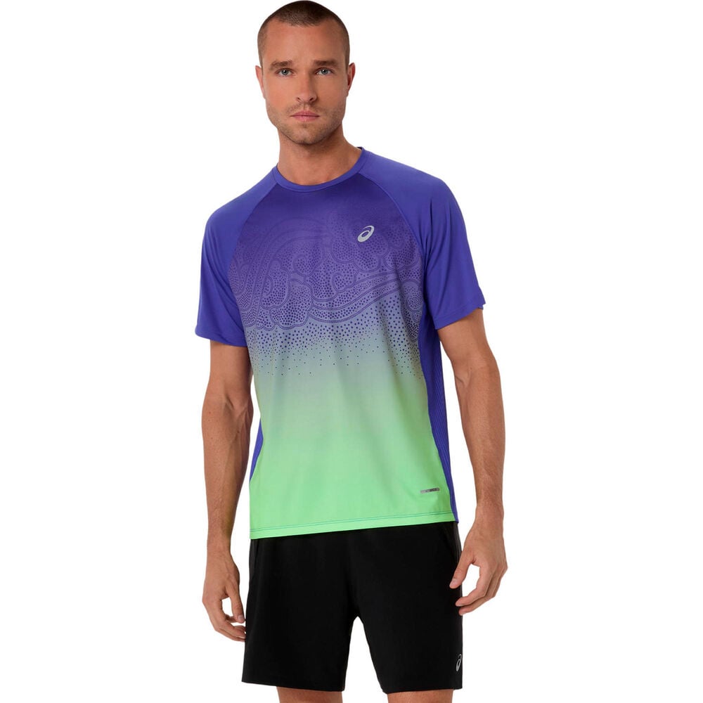 ASICS Road Fade Hardloopshirt Heren-blauw, groen