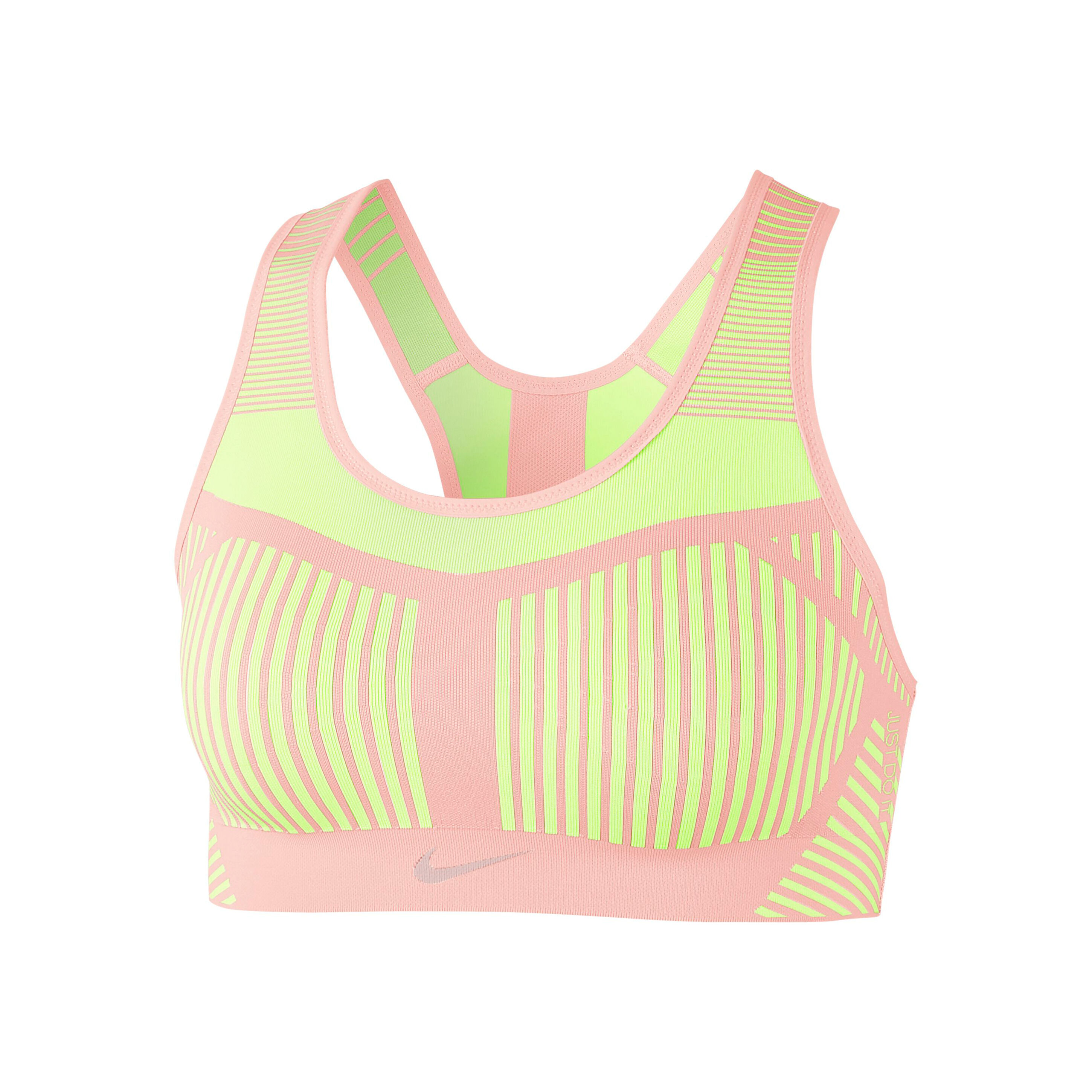 Buy Nike Flyknit High Support Sport bh Dames Abrikoos Neongeel online Tennis Point NL