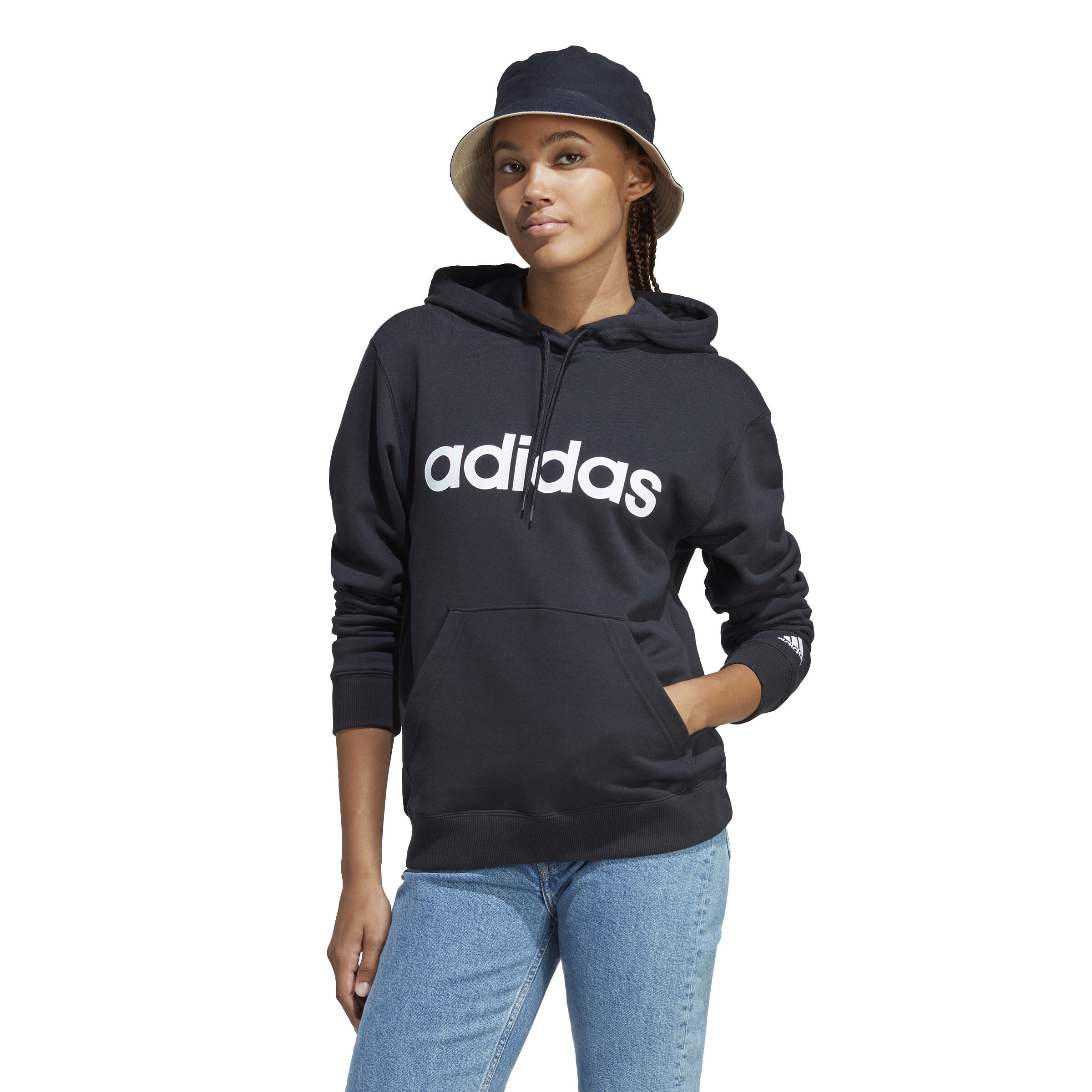 Buy adidas Essentials Linear Sweater Met Capuchon Dames Zwart Wit online Tennis Point NL
