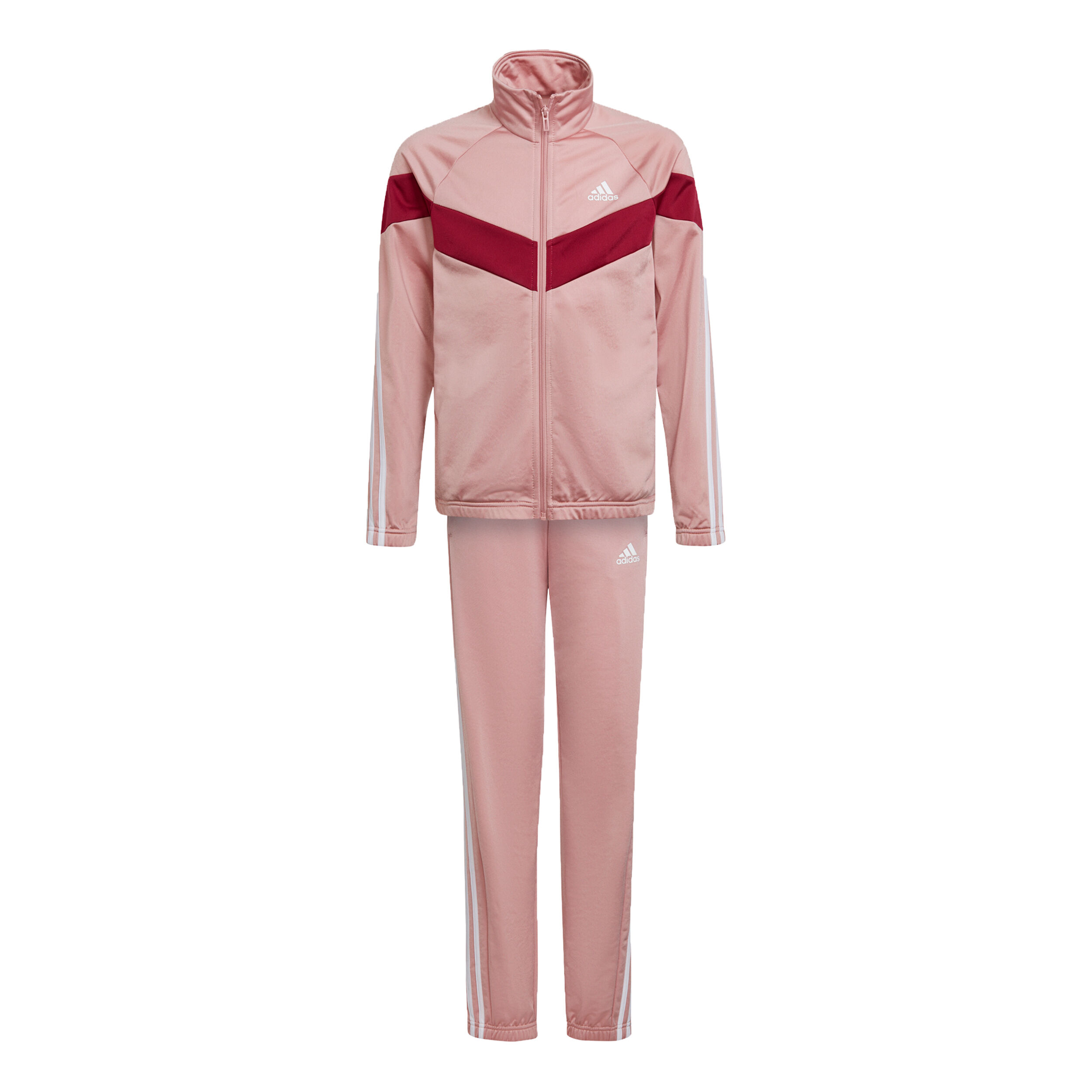 Buy adidas 3 Stripes Color Block Trainingspak Meisjes Roze Donkerrood online Tennis Point NL