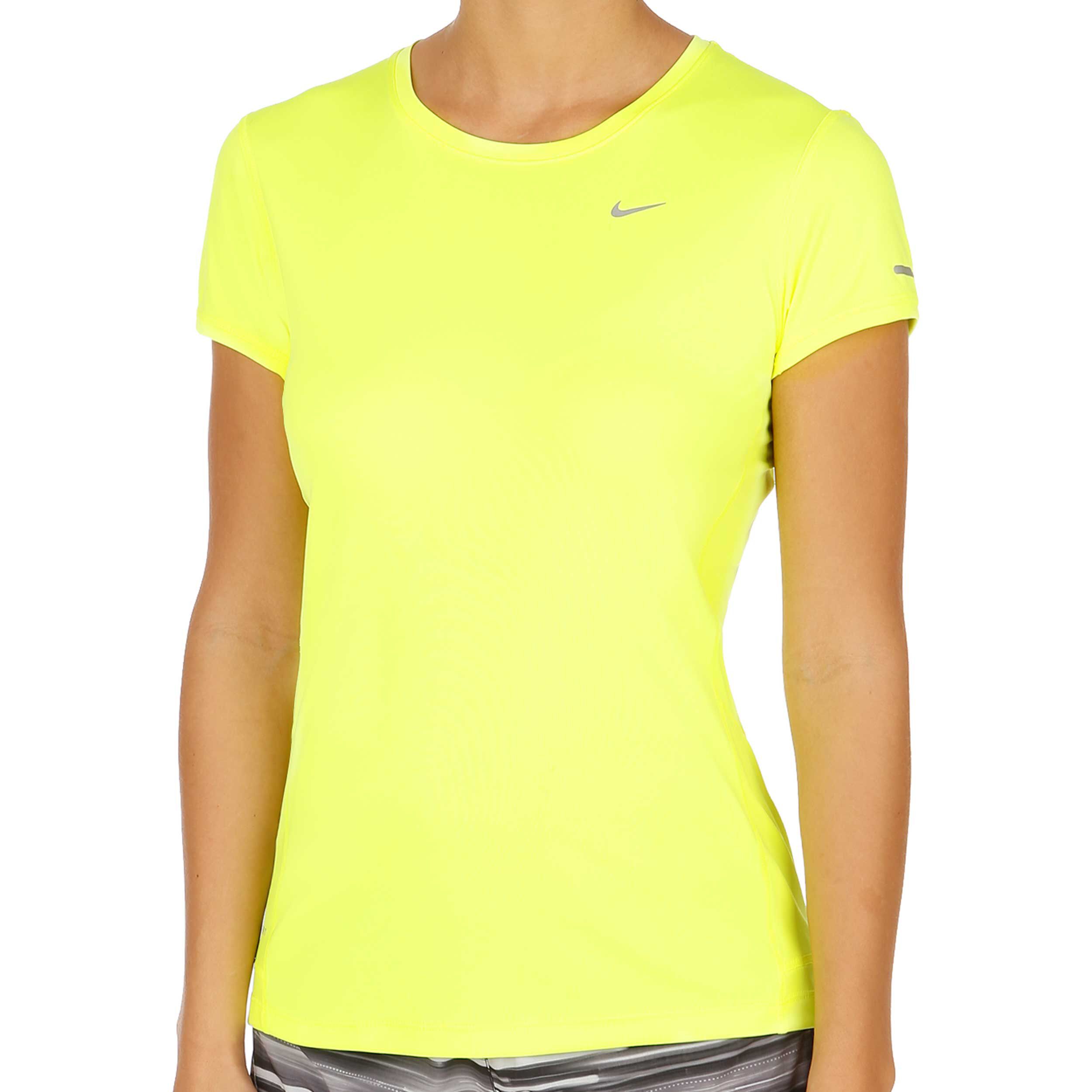 Buy Nike Miler Shortsleeve Crew T shirt Dames Neongeel online Tennis Point NL