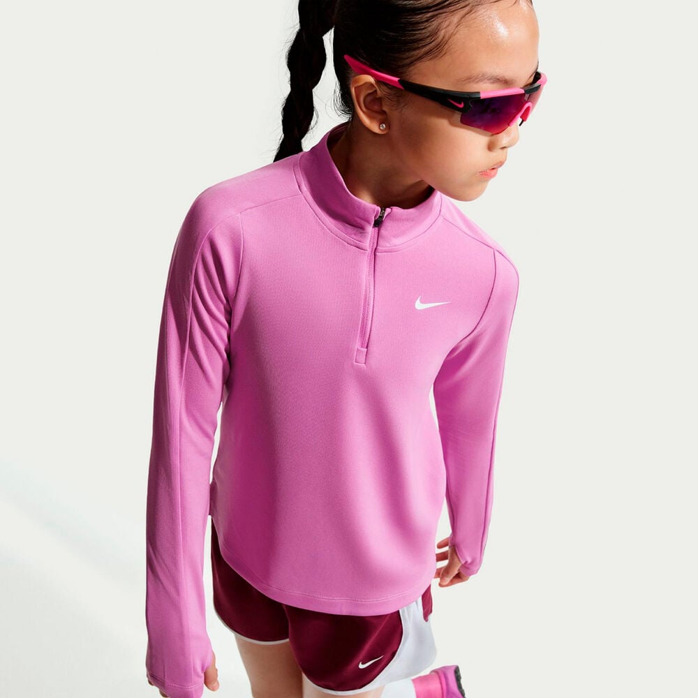 Nike Dri-Fit Half-Zip Longsleeve Meisjes-mauve, wit