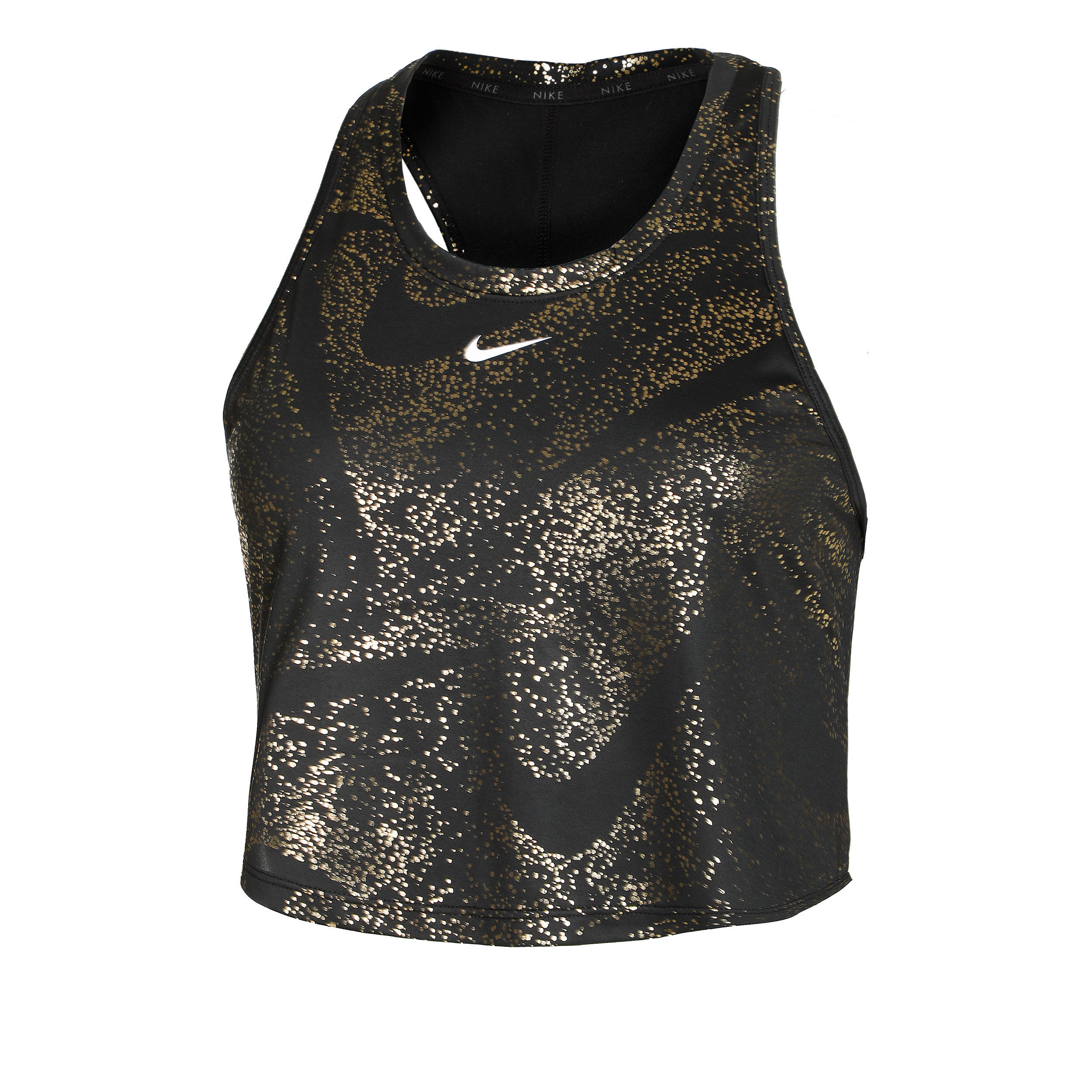 Dri Fit One All Over Print Tanktop Dames Zwart Goud