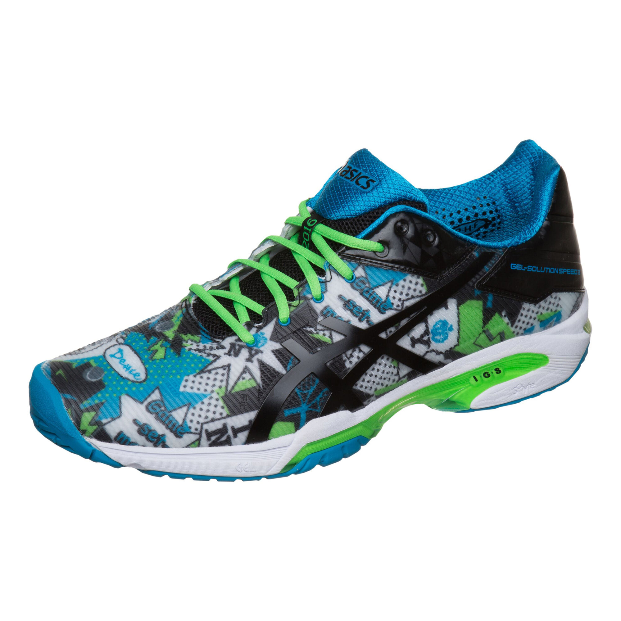 ASICS Gel-Solution Speed 3 L.E. NYC Allcourt Schoen - Blauw, Lichtgroen kopen |