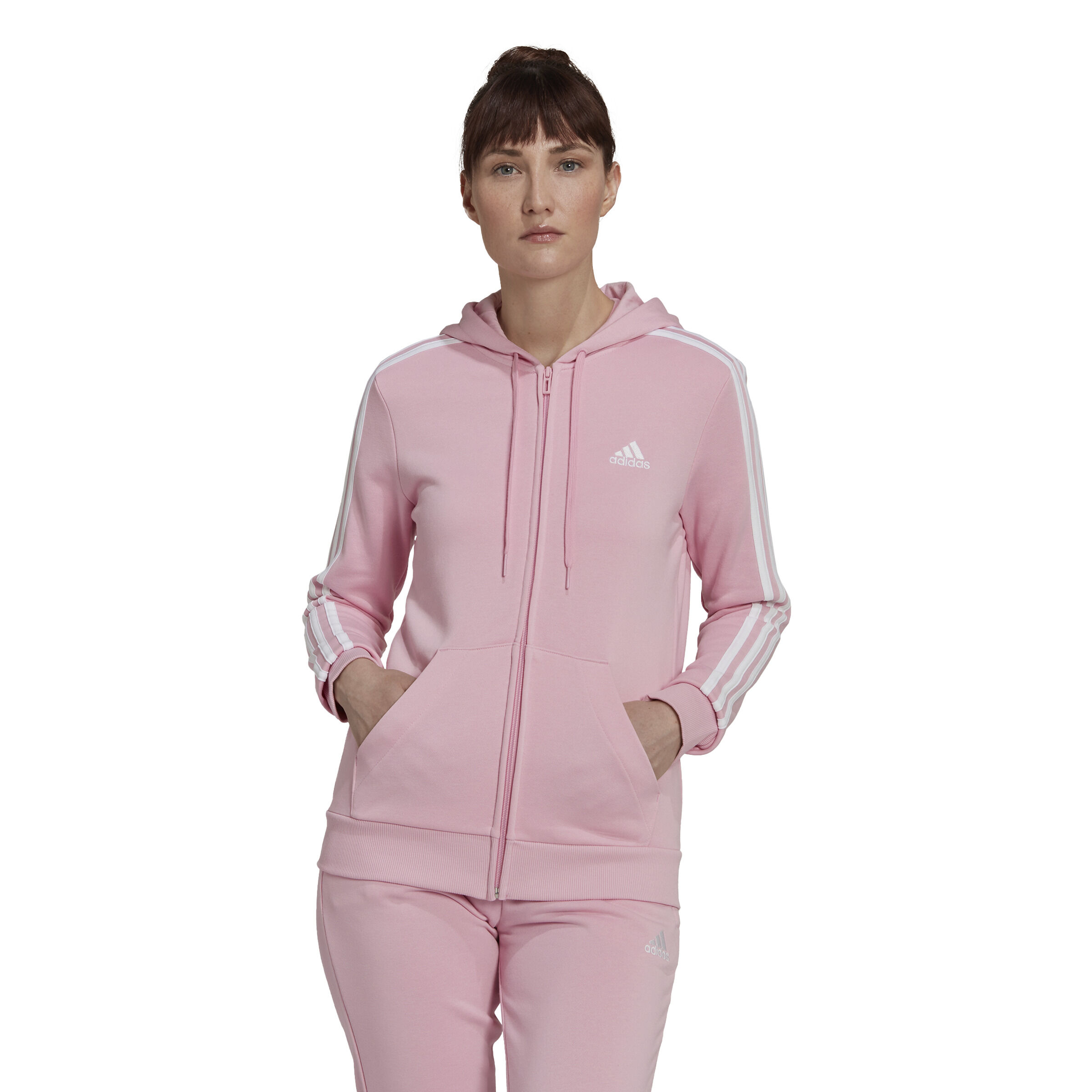 Buy adidas 3 Stripes French Terry Sportjas Dames Roze Wit online