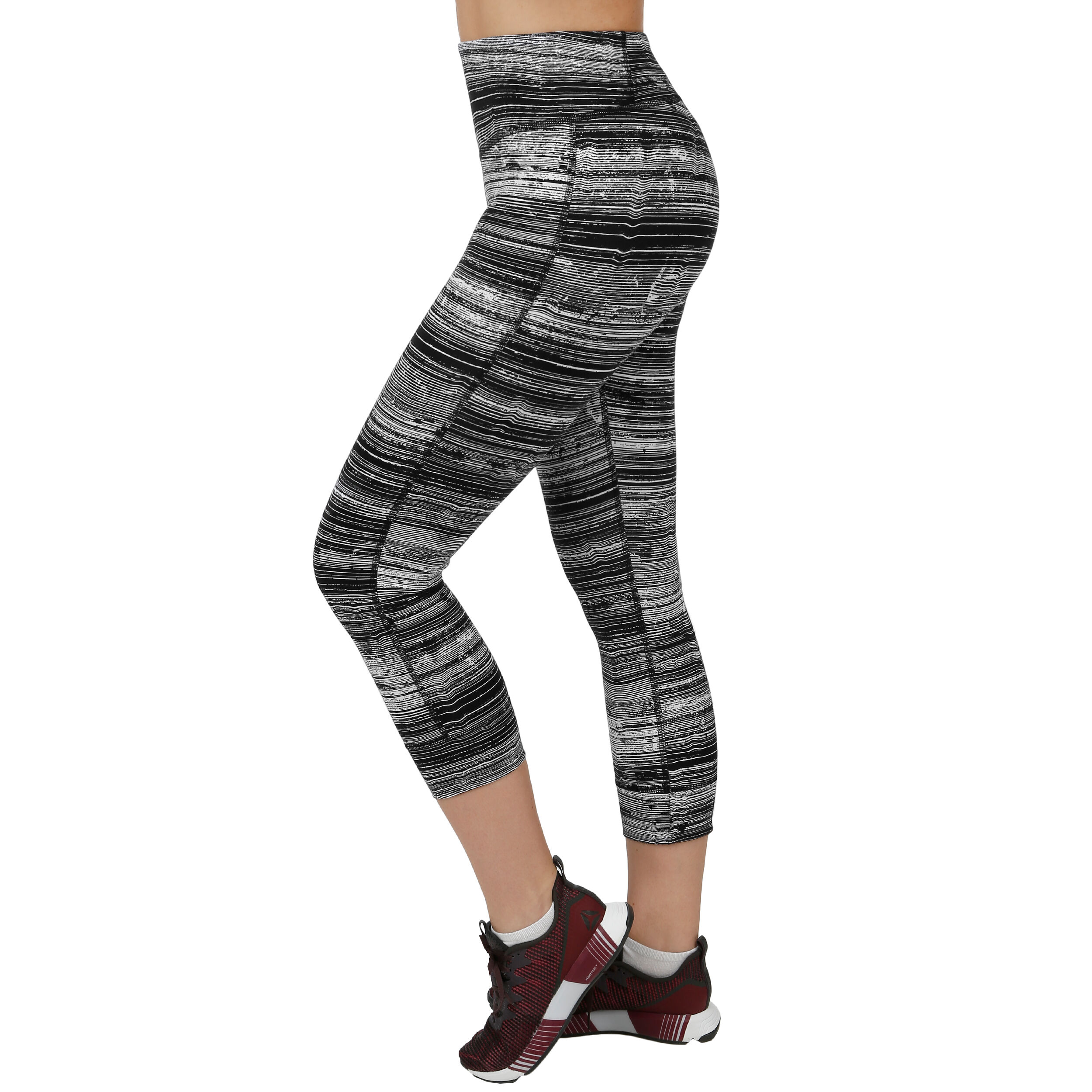 Buy Reebok Lux Straified Stripes Tight Dames Zwart Lichtgrijs