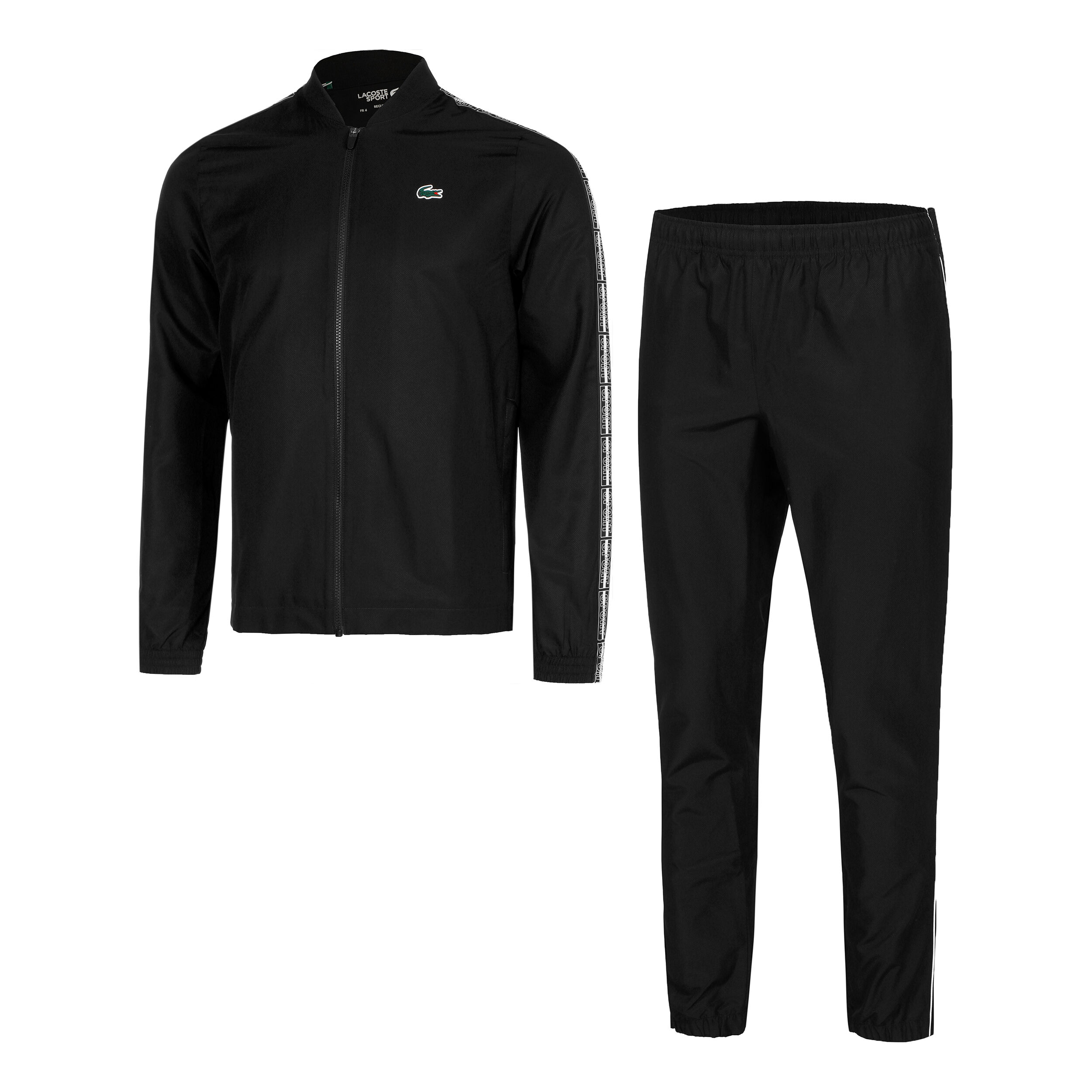 Black lacoste tracksuit on sale