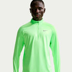 Nike Kleding Nike Stride Half-Zip Longsleeve Hardloopshirt Heren-lichtgroen, zilver