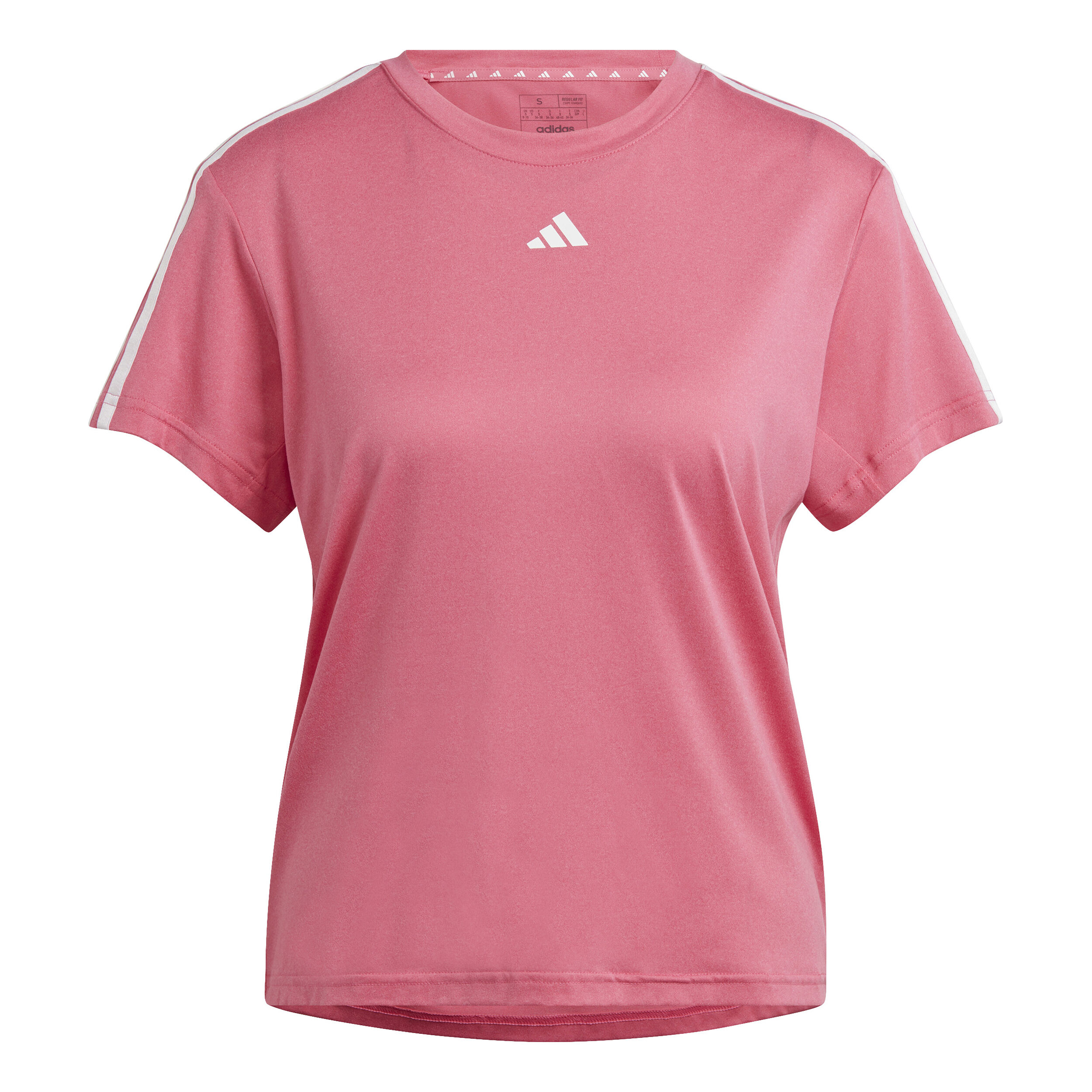 Training Essential 3 Stripes T shirt Dames Pink Wit