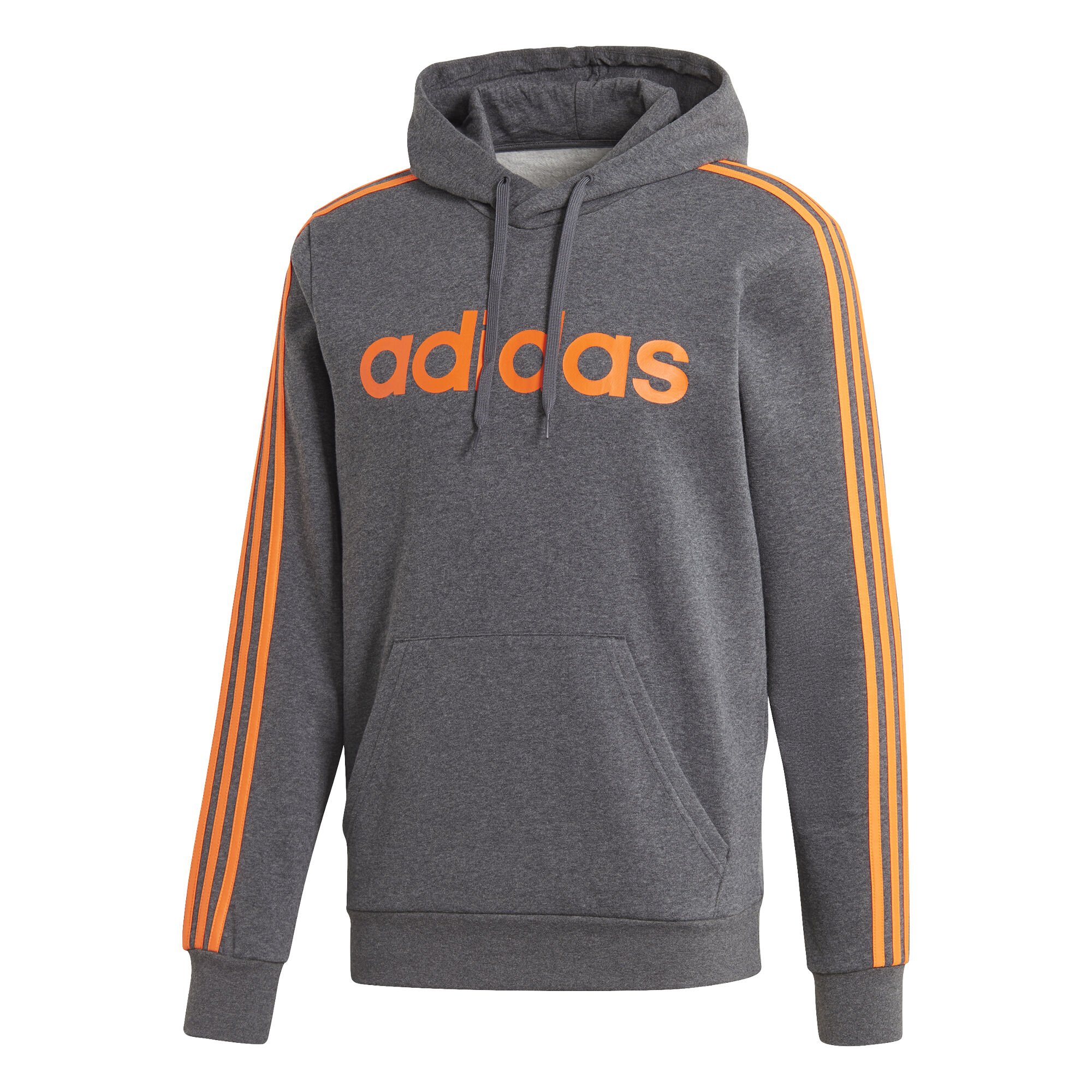 Essentials 3 Stripes Sweater Met Capuchon Heren Grijs Oranje