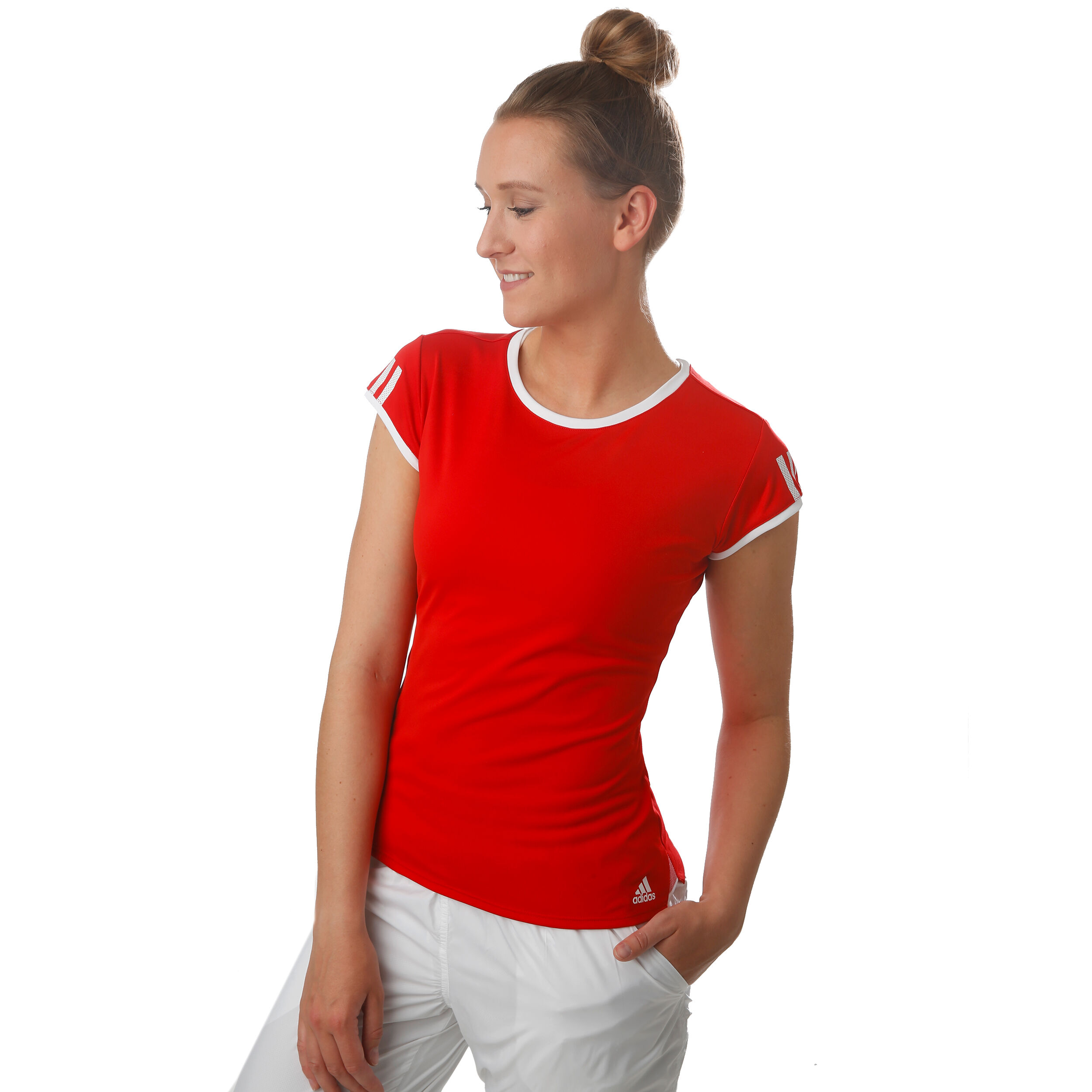 Adidas 3 stripes shirt dames rood discount