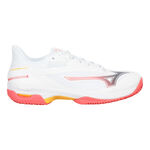 Mizuno Tennisschoenen Mizuno Wave Exceed Court Gravelschoen Dames-Wit,Koraal