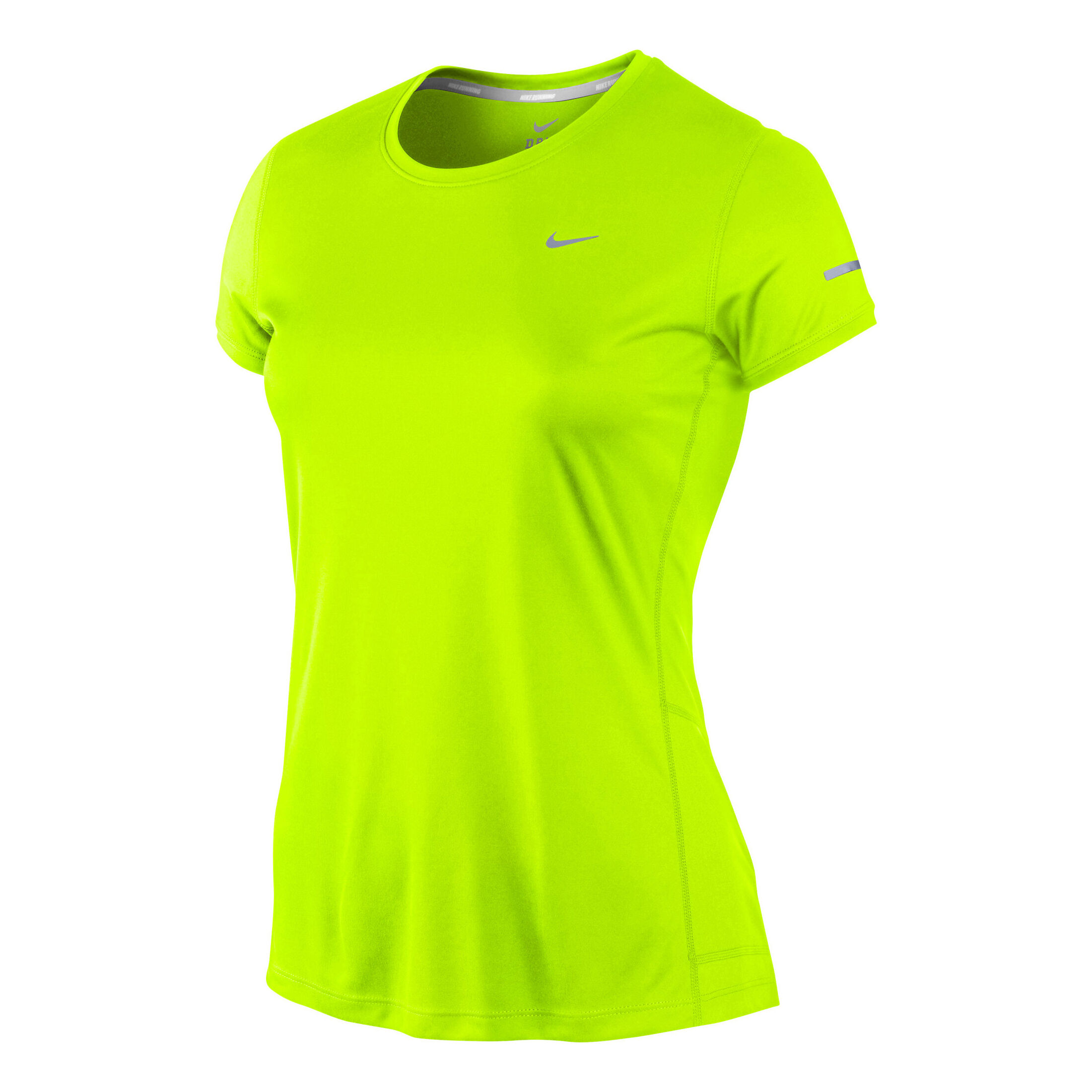 Buy Nike Miler Shortsleeve Crew T shirt Dames Neongeel online Tennis Point NL